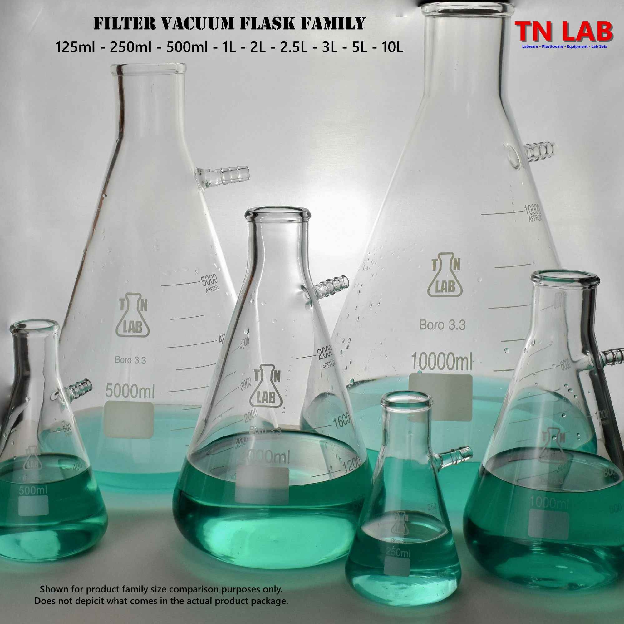 thumbnail image 2 of Deschem 5000ml Glass Filtering Flask – 5L Heavy Wall Borosilicate 3.3, Lab Filtration Bottle 2 of 2