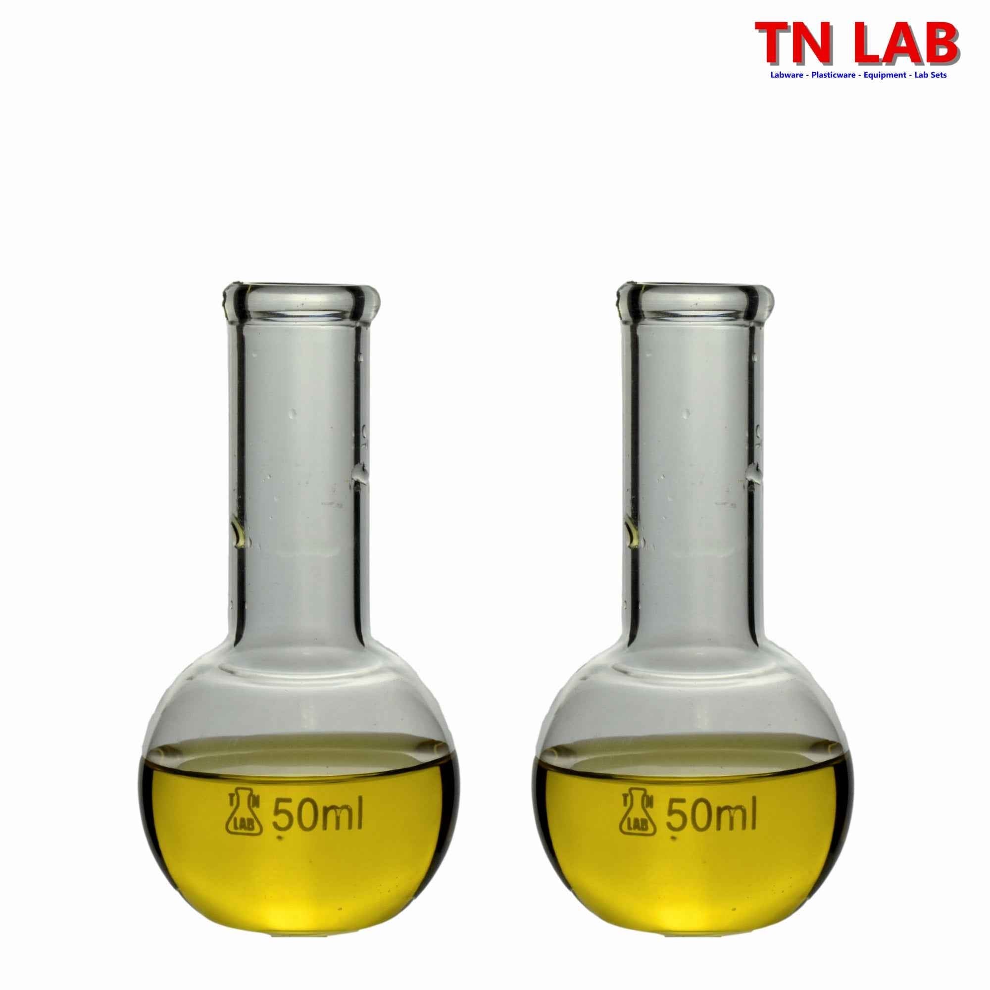 Flat Bottom Boiling Flask Florence Flask Borosilicate Glass 50ml - TN LAB Supply