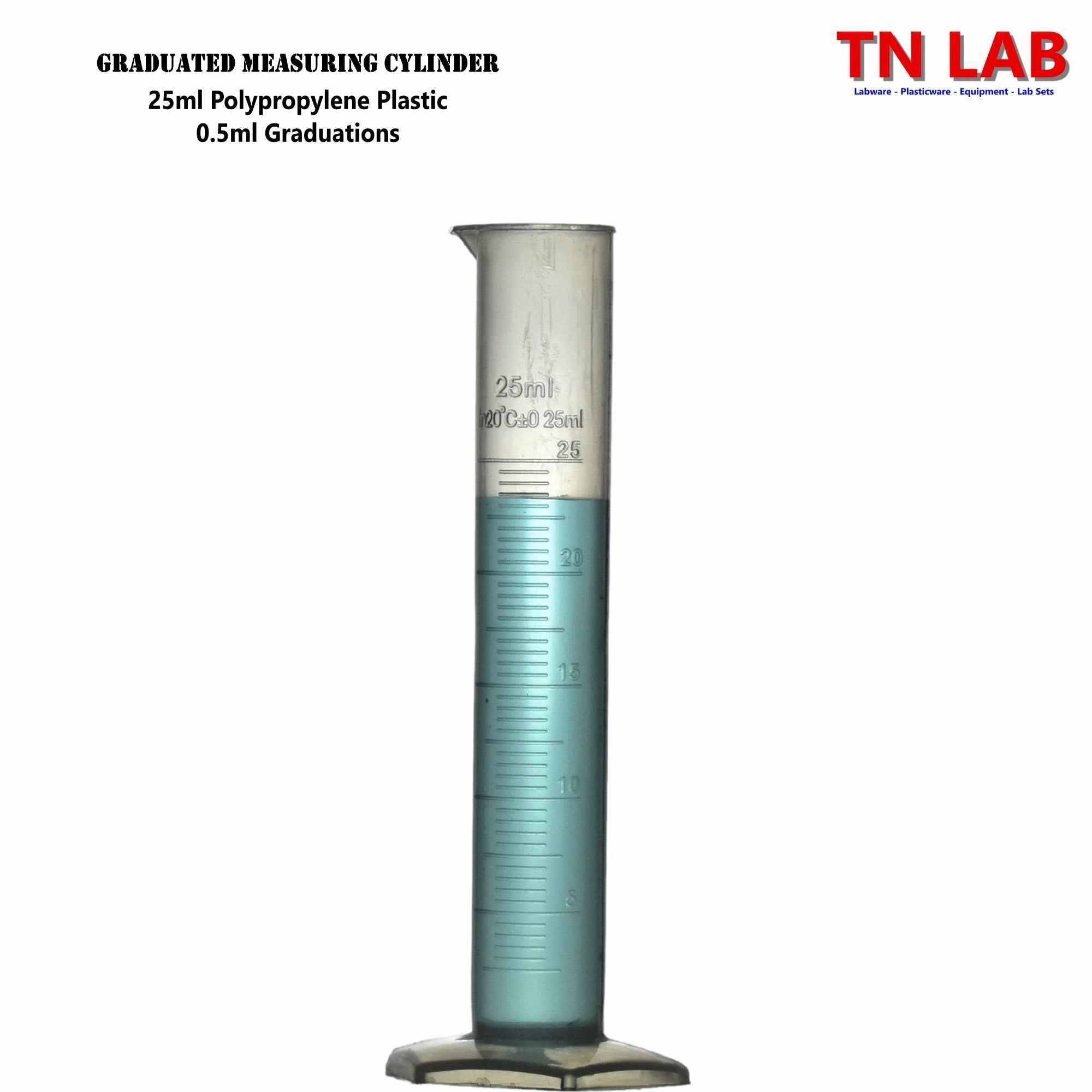Graduated Measuring Cylinder Polypropylene Plastic 25ml - TN LAB Supply