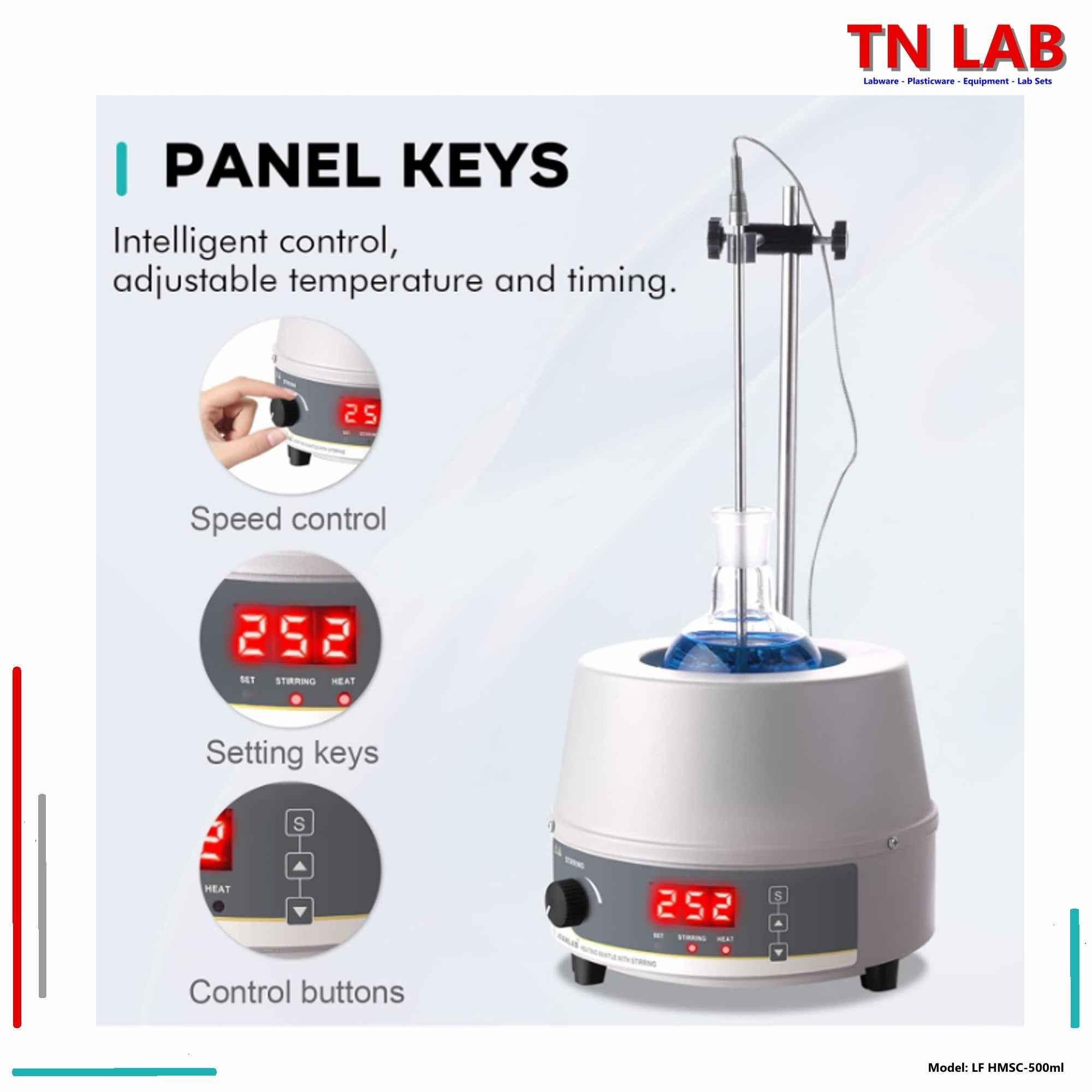 Heating Mantle HMSC 500ml Digital Heat Control and Digital Magnetic Stirrer Control - TN LAB Supply