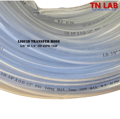 TN Lab Supply Hose PVC 3/8" ID 1/2" OD Fluid Liquid Air Transfer Hose