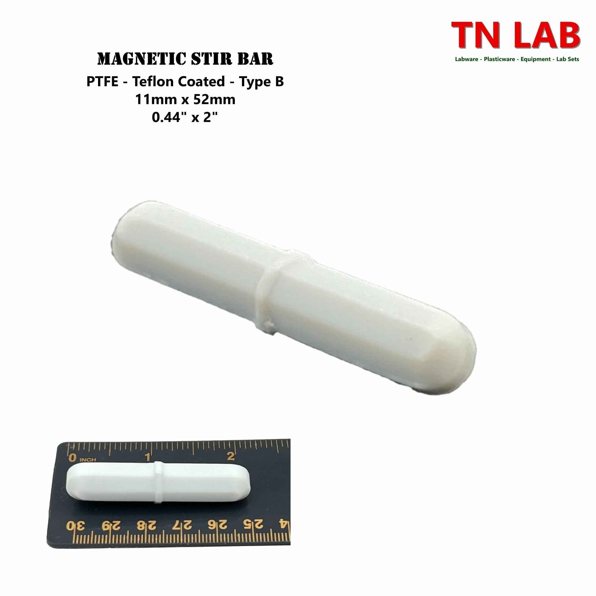 Magnetic Stir Bars Teflon® Coated 11 mm x 52 mm PTFE Type B - TN LAB Supply