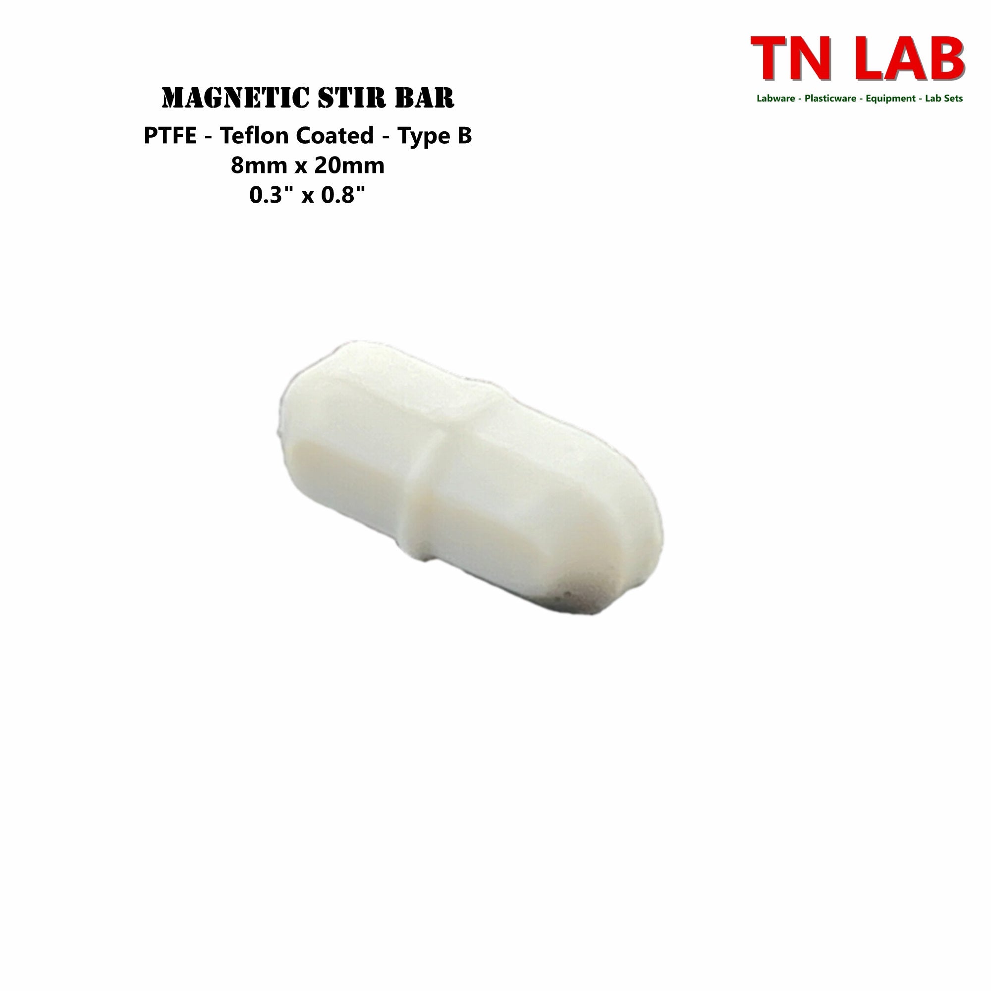 Magnetic Stir Bars Teflon® Coated 8 mm x 20 mm PTFE Type B - TN LAB Supply
