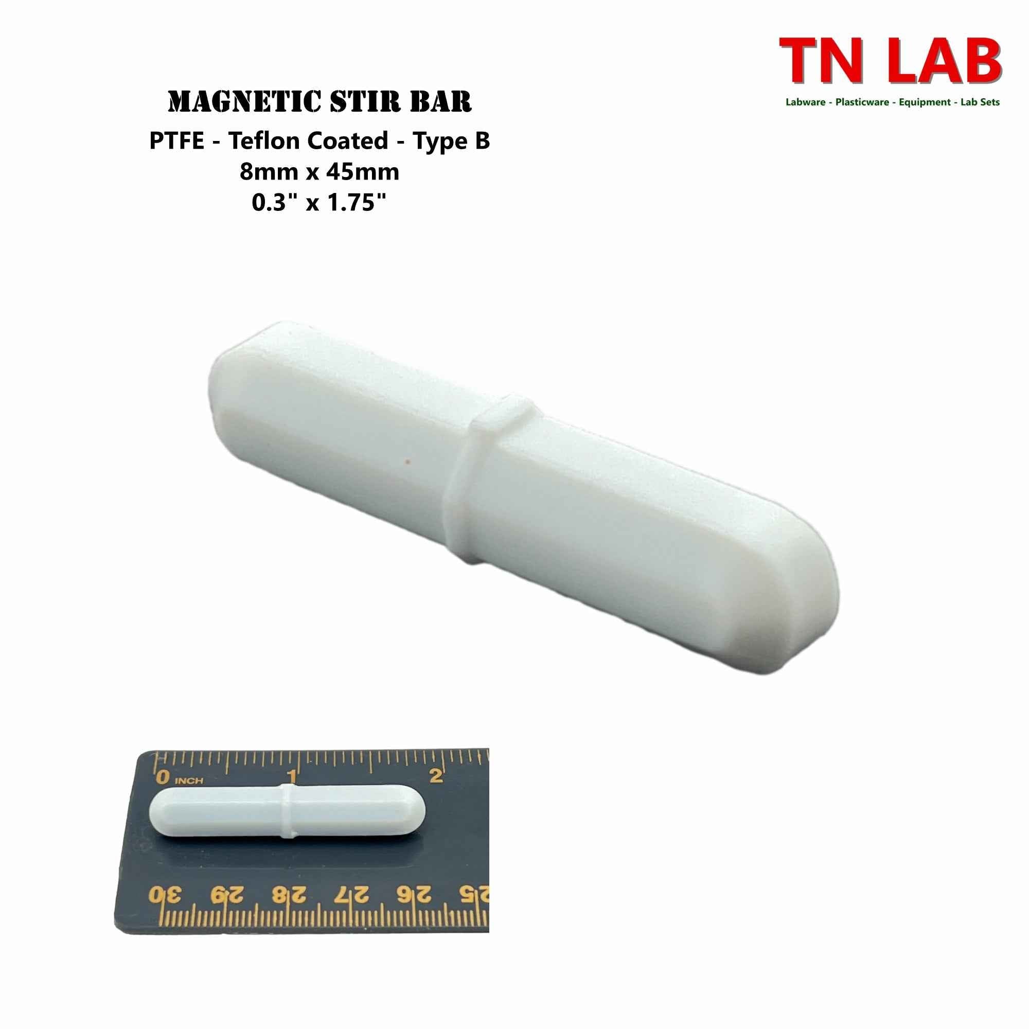 Magnetic Stir Bars Teflon® - Coated 8 mm x 45 mm PTFE Type B - TN LAB Supply