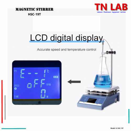 Magnetic Stirrer with Heat & Timer HSC-19T 200 - 2000rpm Digital Display Ceramic Heating Plate Vertical Support Rod - TN LAB