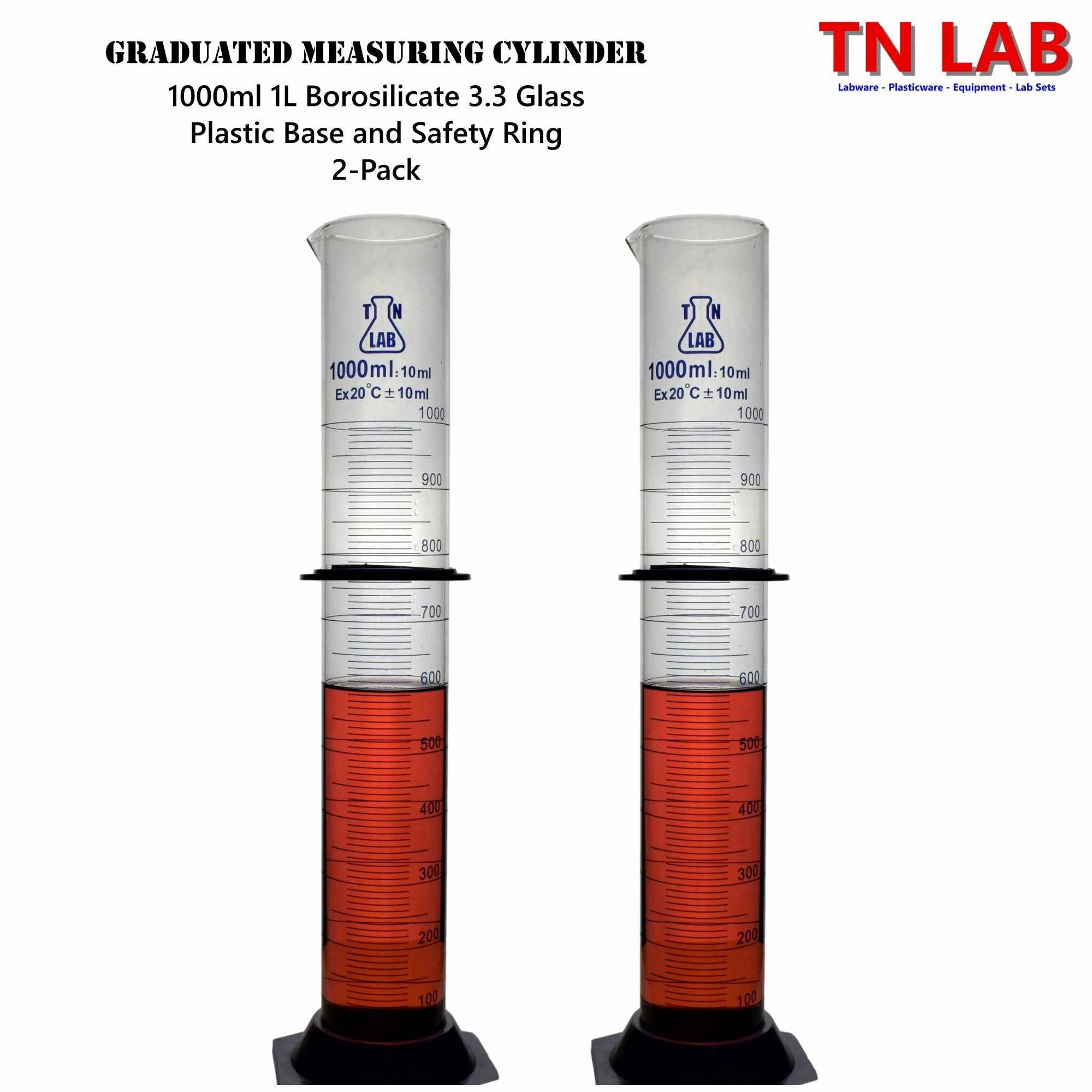 Measuring Cylinder 1000ml 1L Class A Borosilicate Glass with Plastic Base - TN LAB Supply