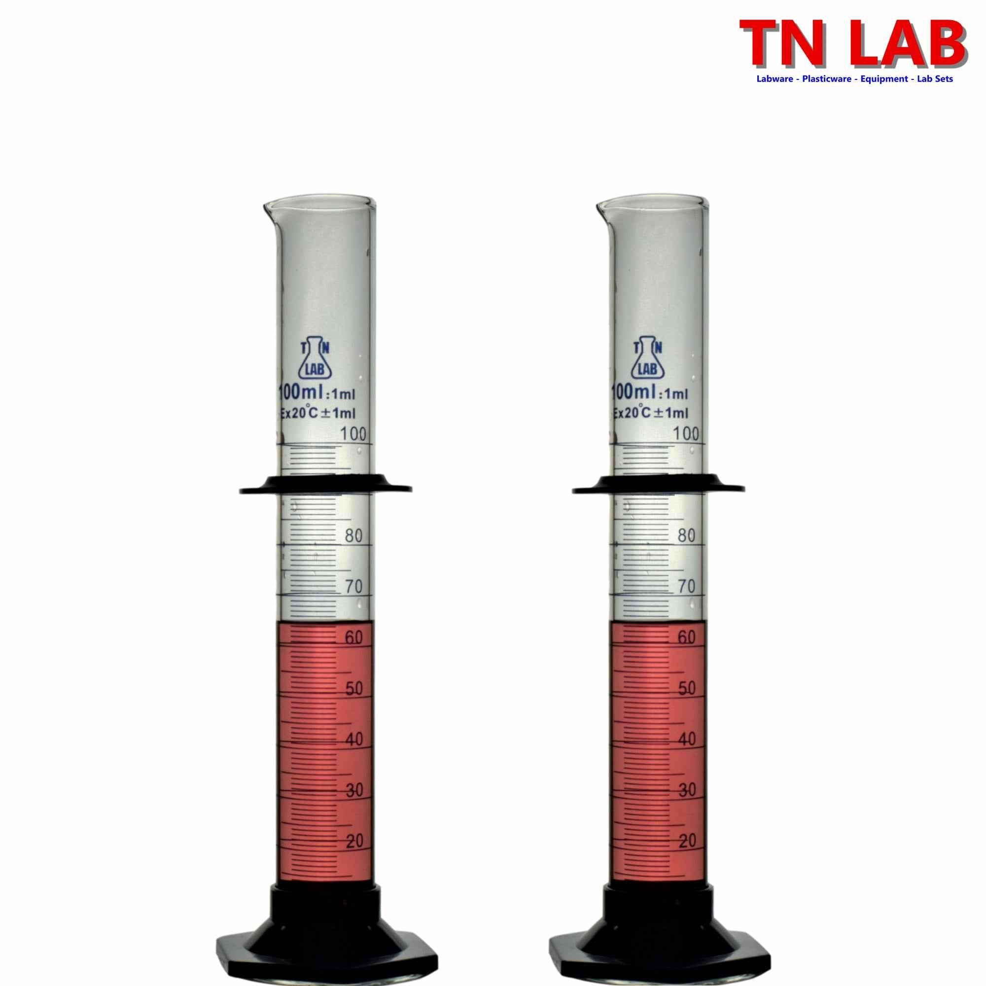 Measuring Cylinder 100ml Class A Borosilicate Glass Plastic Base - TN LAB Supply