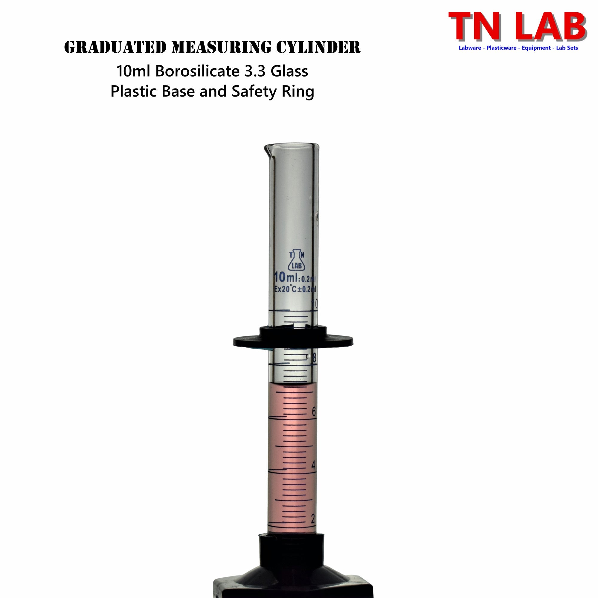 Measuring Cylinder 10ml Class A Borosilicate Glass with Plastic Base - TN LAB Supply