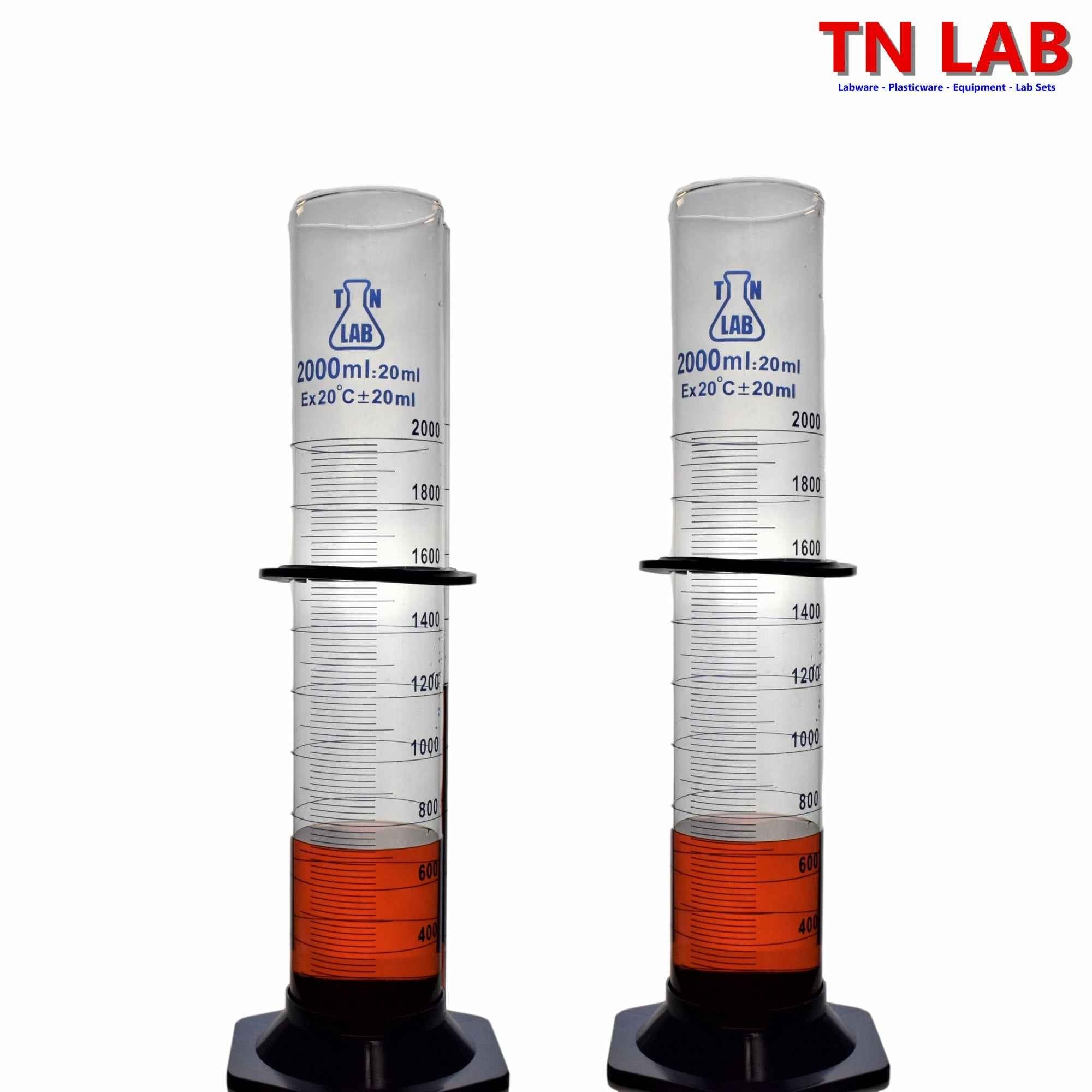 Measuring Cylinder 2000ml 2L Class A Borosilicate Glass Plastic Base - TN LAB Supply