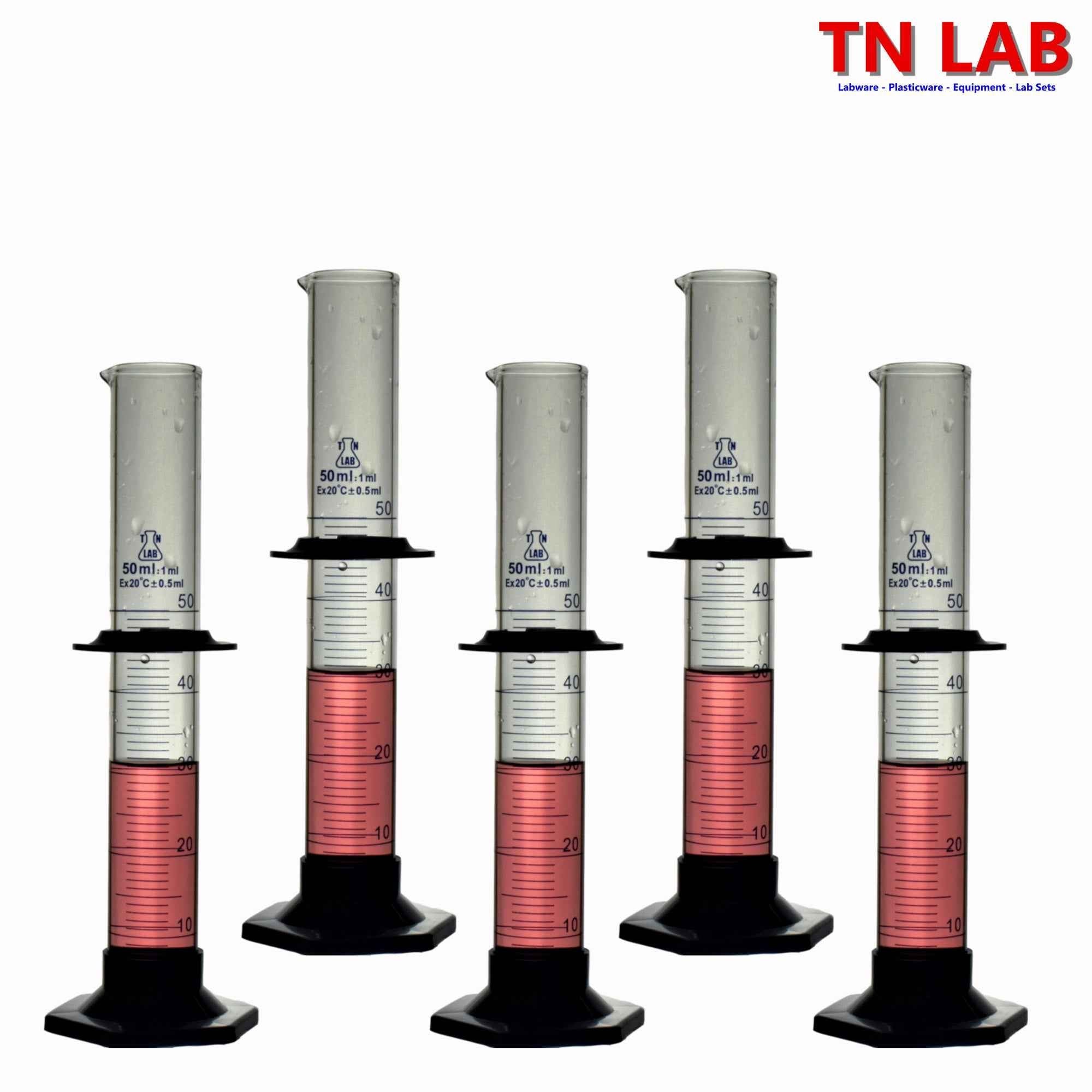 Measuring Cylinder 50ml Class A Borosilicate Glass with Plastic Base - TN LAB Supply