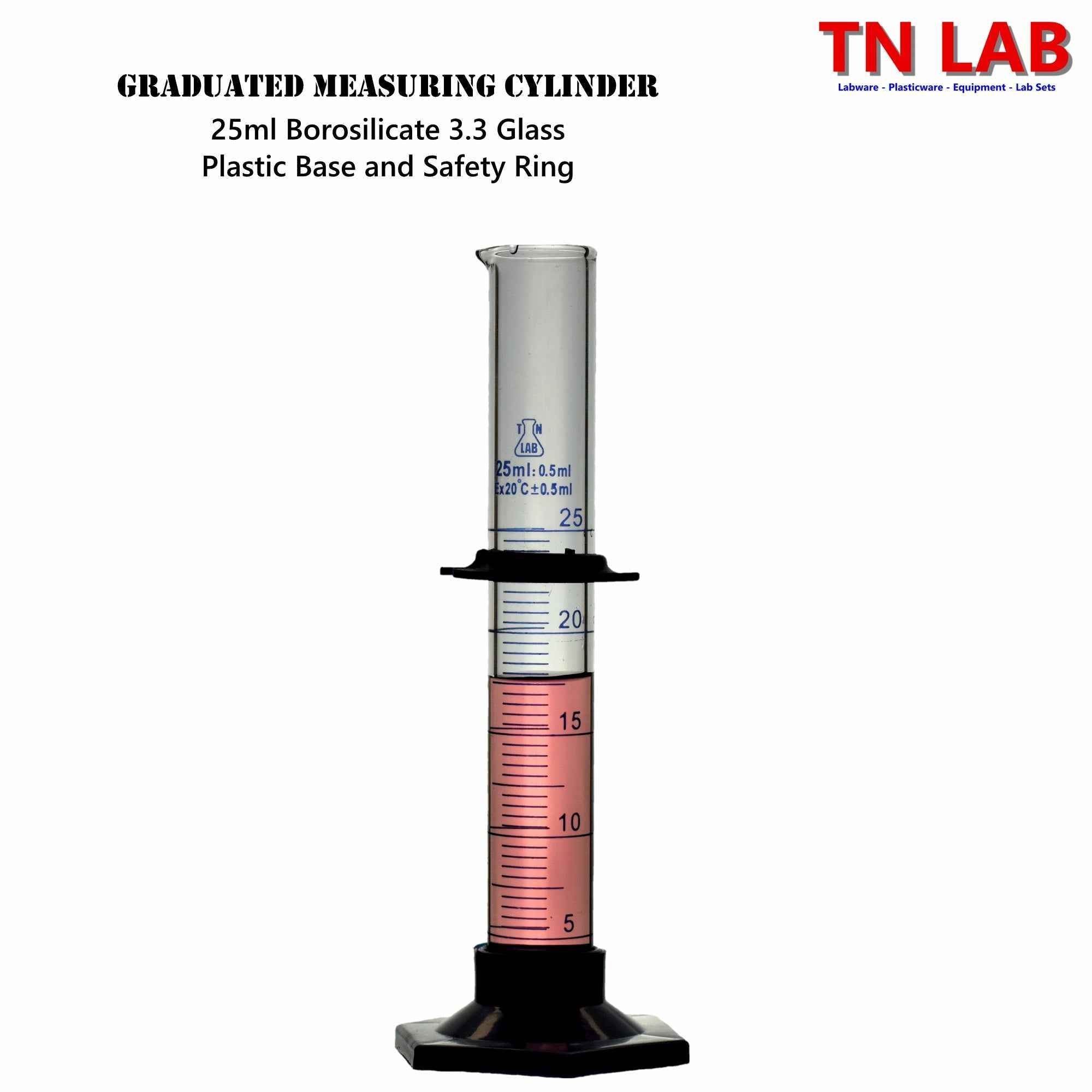Measuring Cylinder Borosilicate Glass SET of 4 (10 - 25 - 50 - 100 ml) - TN LAB Supply