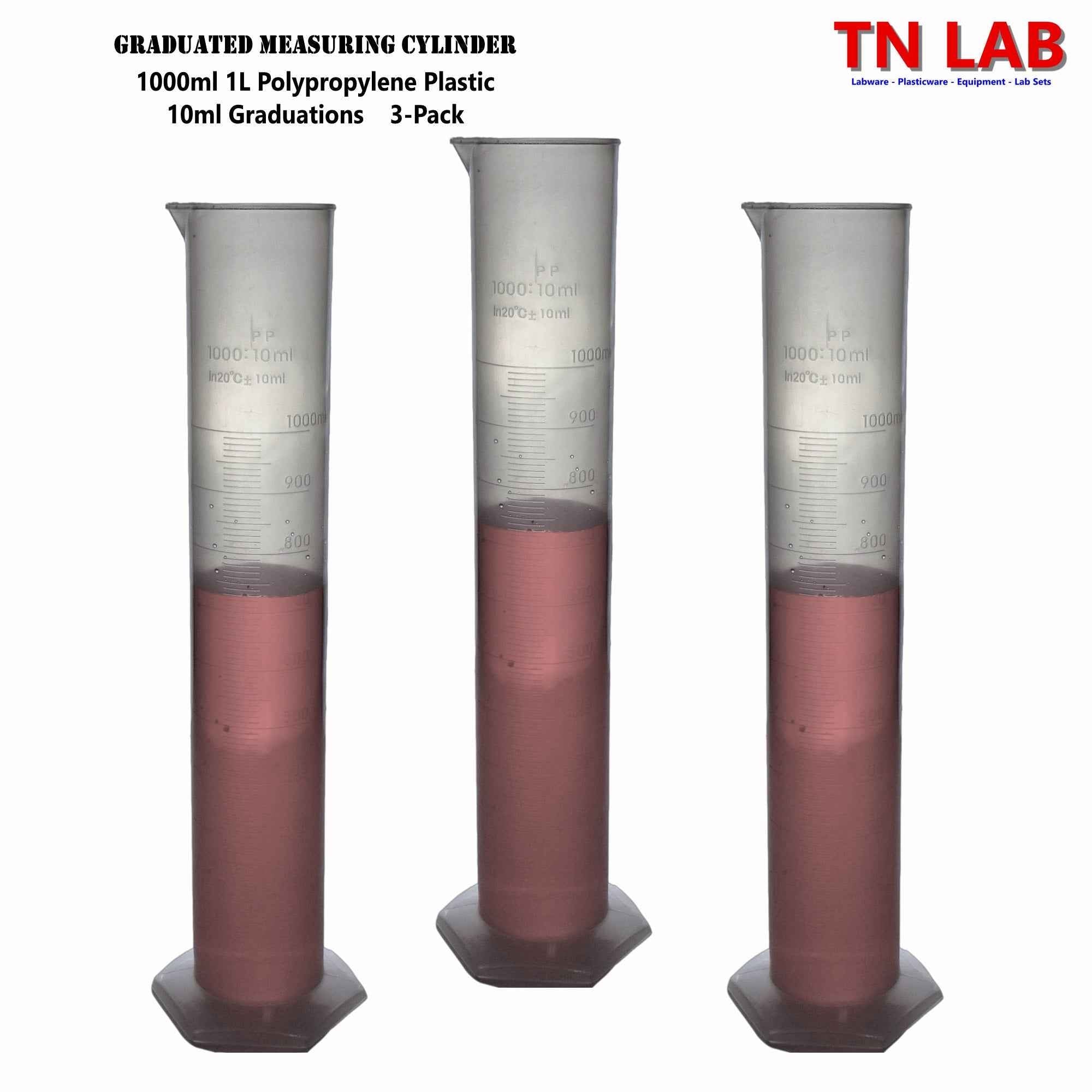 Measuring Cylinder Family Graduated Polypropylene 25ml - 50ml - 100ml - 250ml - 500ml - 1L - TN LAB Supply