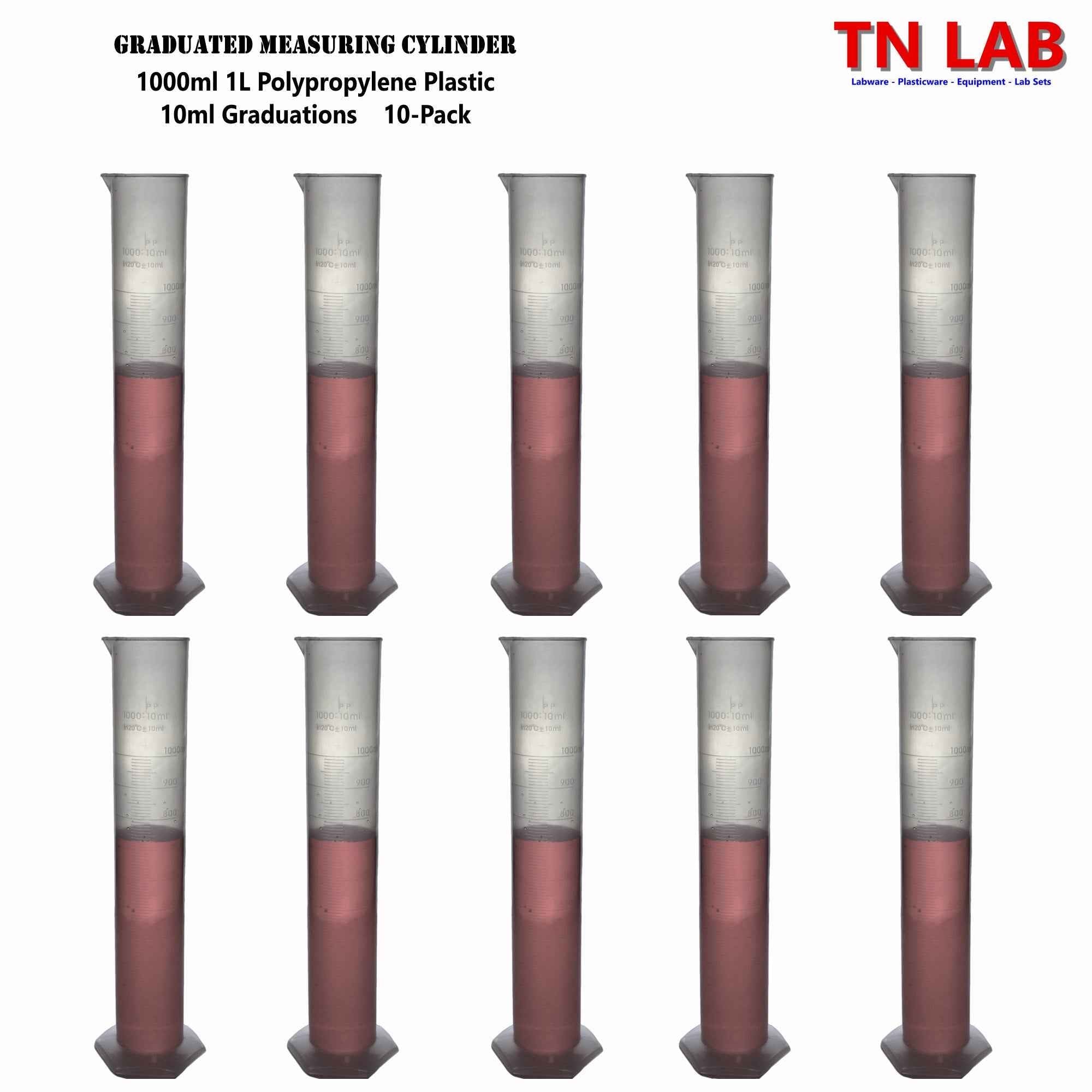 Measuring Cylinder Family Graduated Polypropylene 25ml - 50ml - 100ml - 250ml - 500ml - 1L - TN LAB Supply