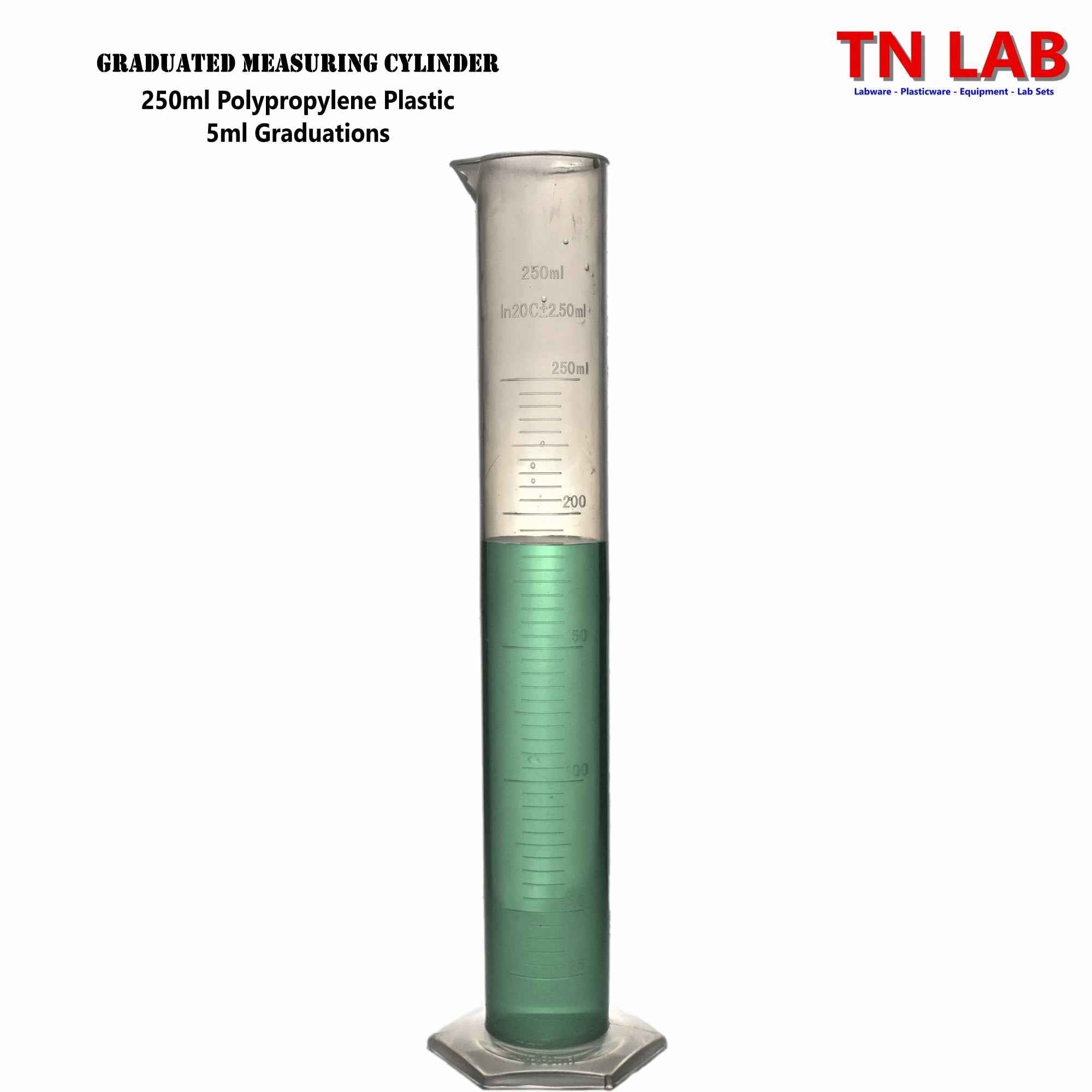Measuring Cylinder Family Graduated Polypropylene 25ml - 50ml - 100ml - 250ml - 500ml - 1L - TN LAB Supply