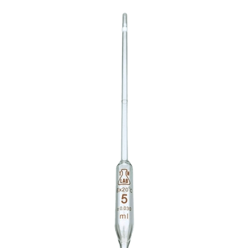 Pipette Volumetric Bulb Form 5 ml Borosilicate Glass 5ml 0.03ml Accuracy White 10 - Pack - TN LAB Supply