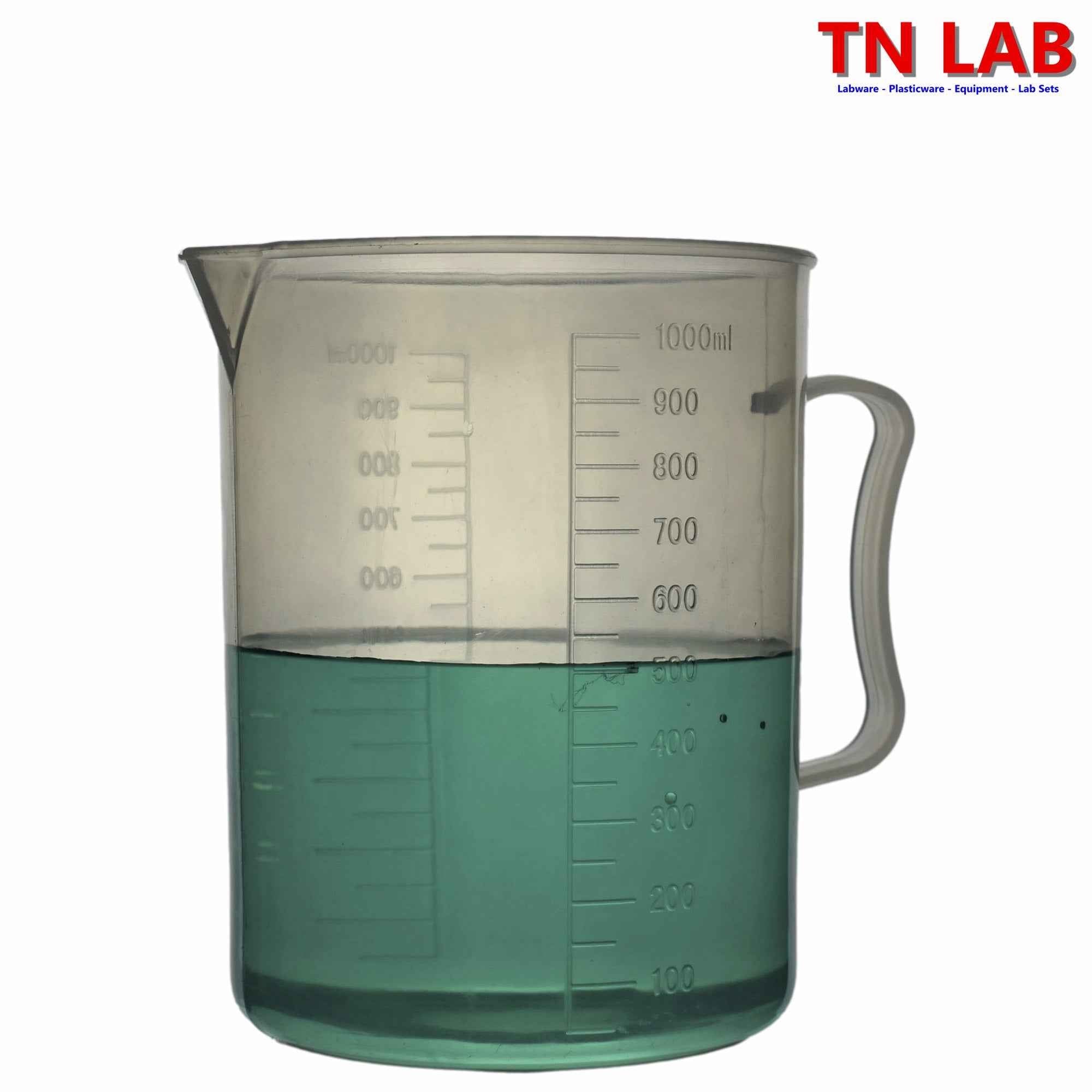 Pitcher Beaker Measuring Cup 1000ml 1L Strong Handle Polypropylene Graduated - TN LAB Supply