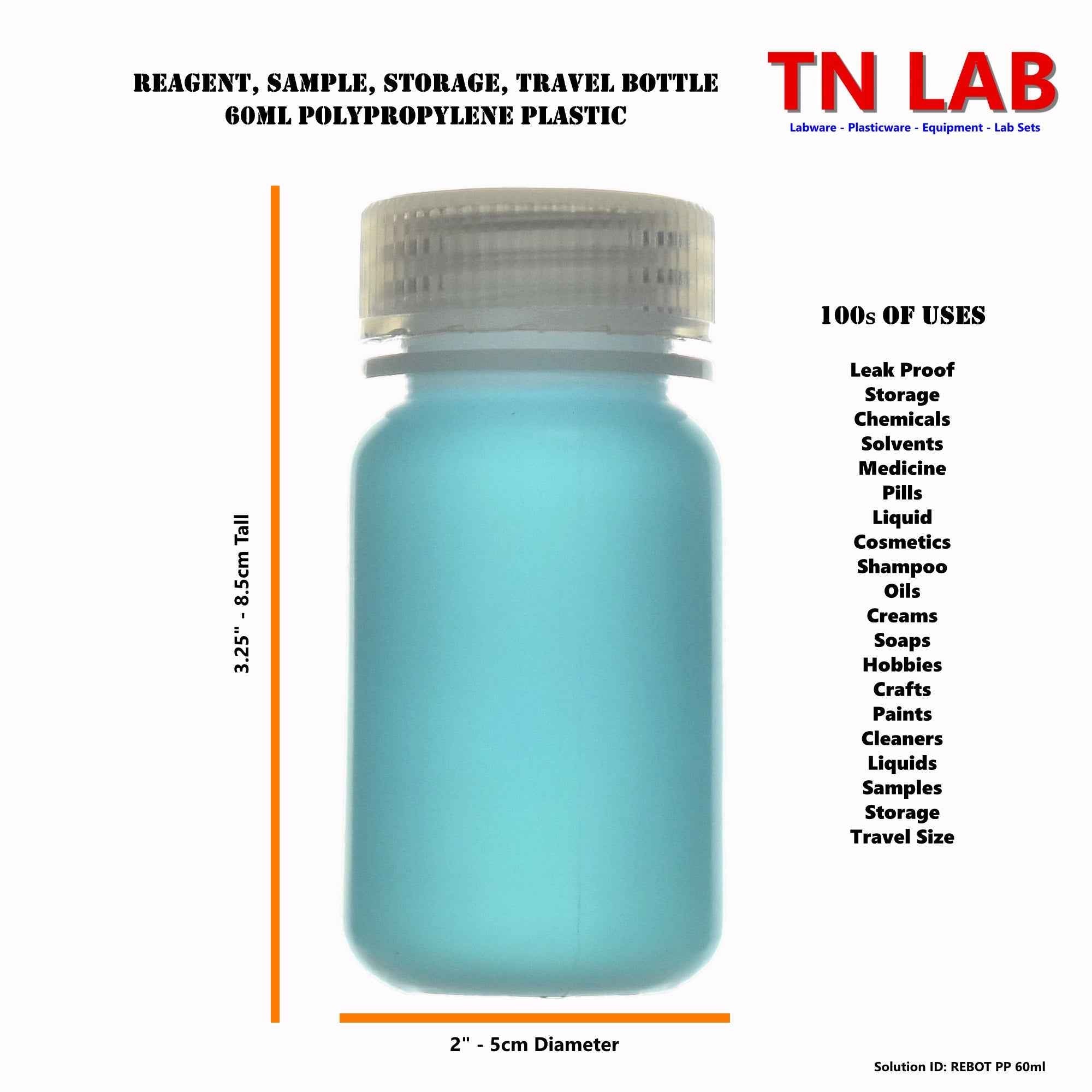 Reagent Wide - Mouth Sample Storage Bottle Polypropylene Plastic 60 ml - 2oz - TN LAB Supply