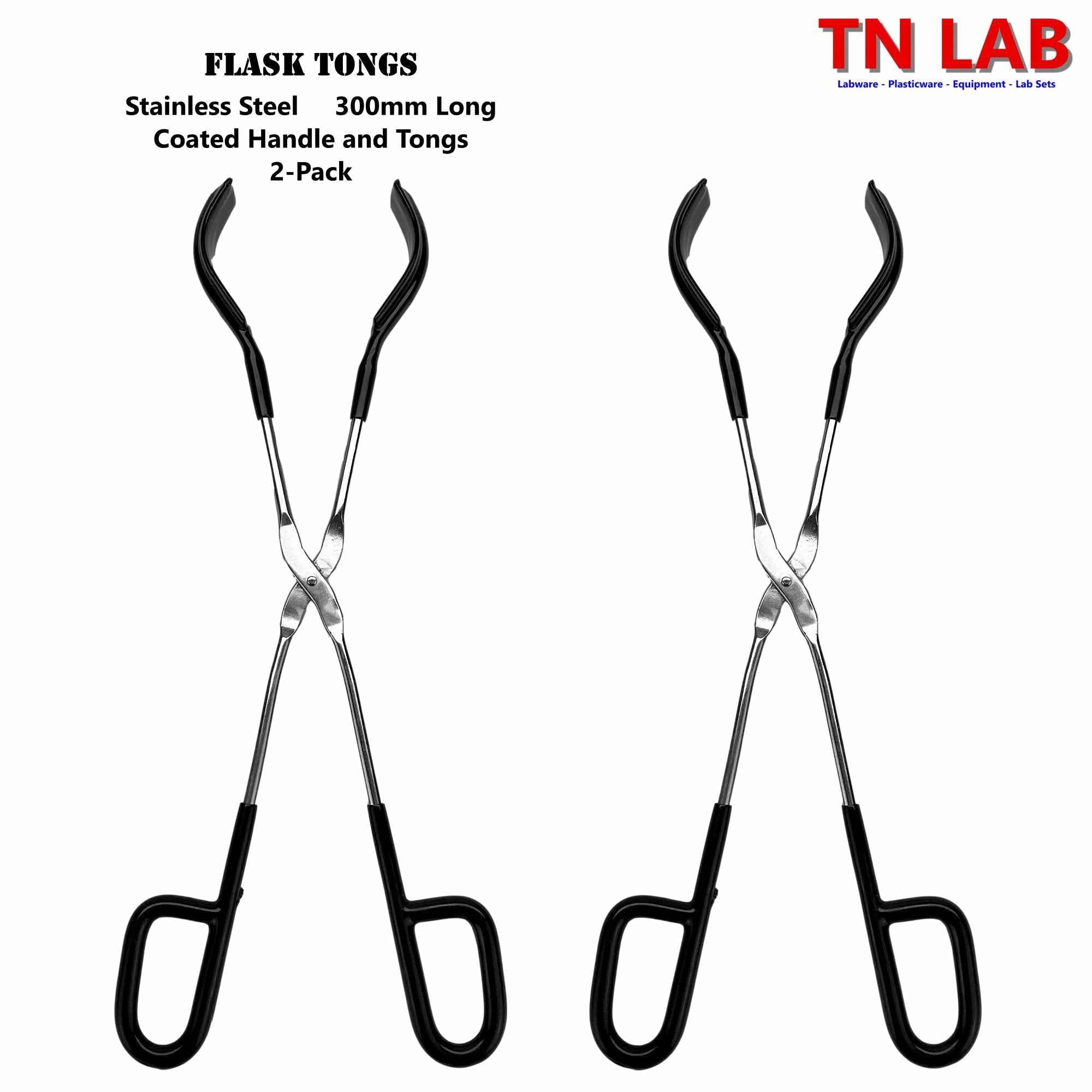Tongs Flask Stainless Steel Coated Tongs and Handle 30cm 12" Flask Tongs - TN LAB Supply