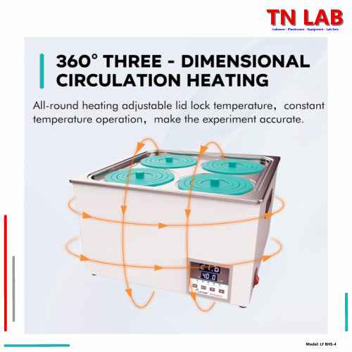 Water Bath BHS - 4 Quad - Hole Digital Control with 360 Degree Heating 4 - Hole - TN LAB Supply
