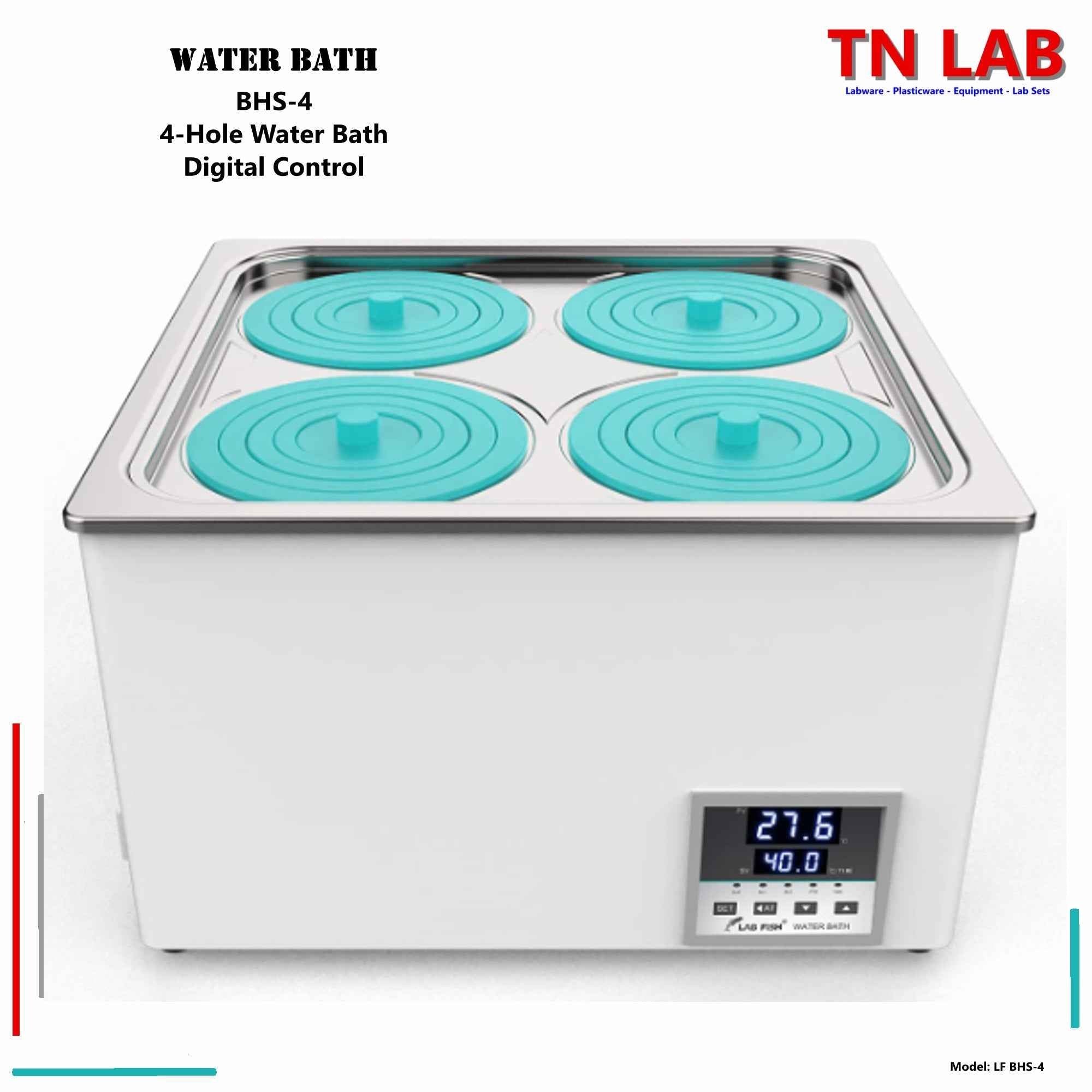 Water Bath BHS - 4 Quad - Hole Digital Control with 360 Degree Heating 4 - Hole - TN LAB Supply