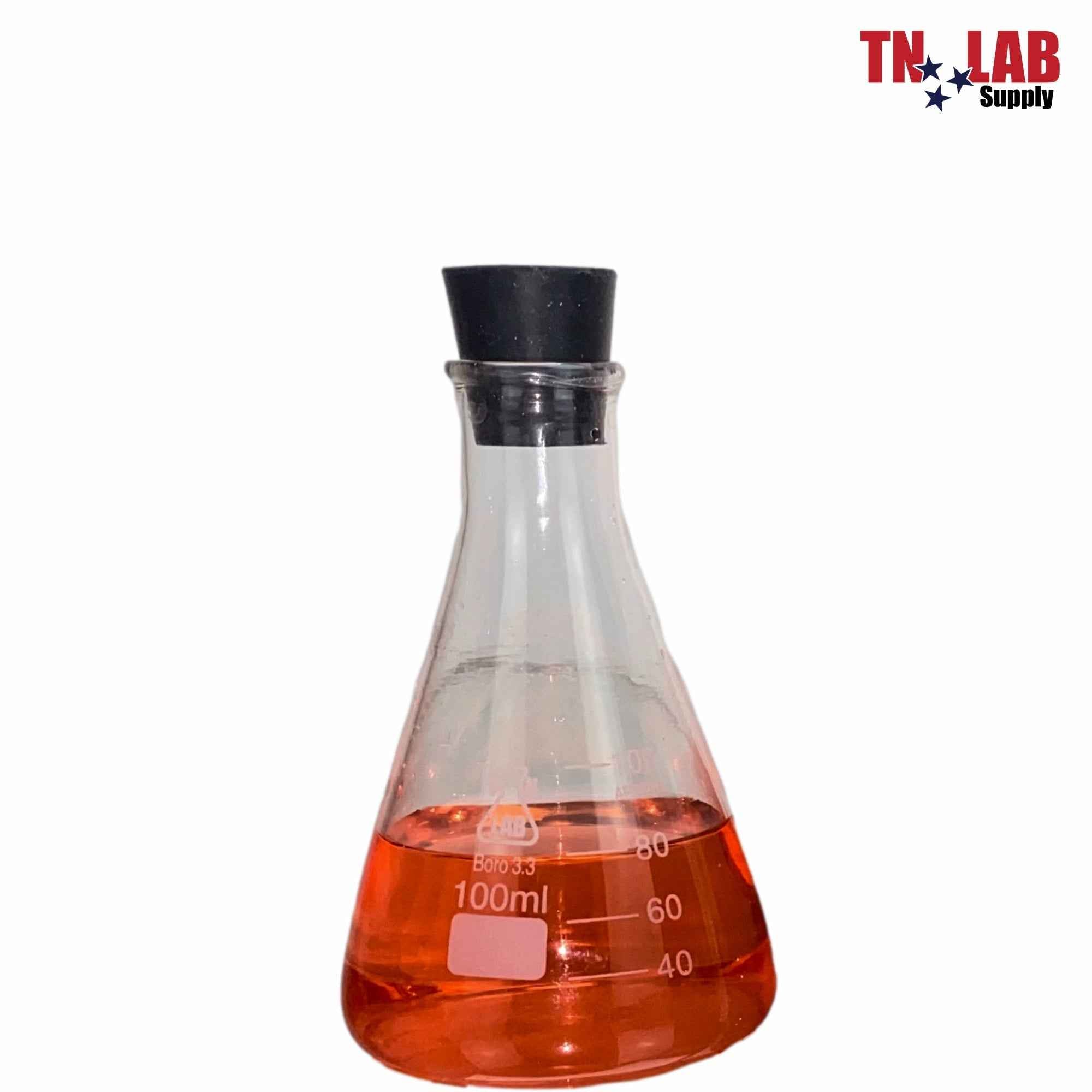 Erlenmeyer Flask Borosilicate 3.3 Glass 100ml w-Rubber Stopper