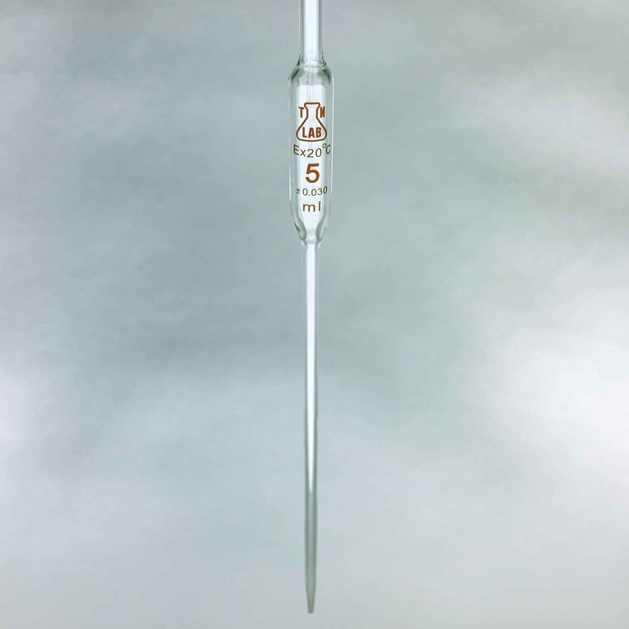 Pipette Volumetric Bulb Form 5 ml Borosilicate Glass 5ml 0.03ml Accuracy White 10-Pack