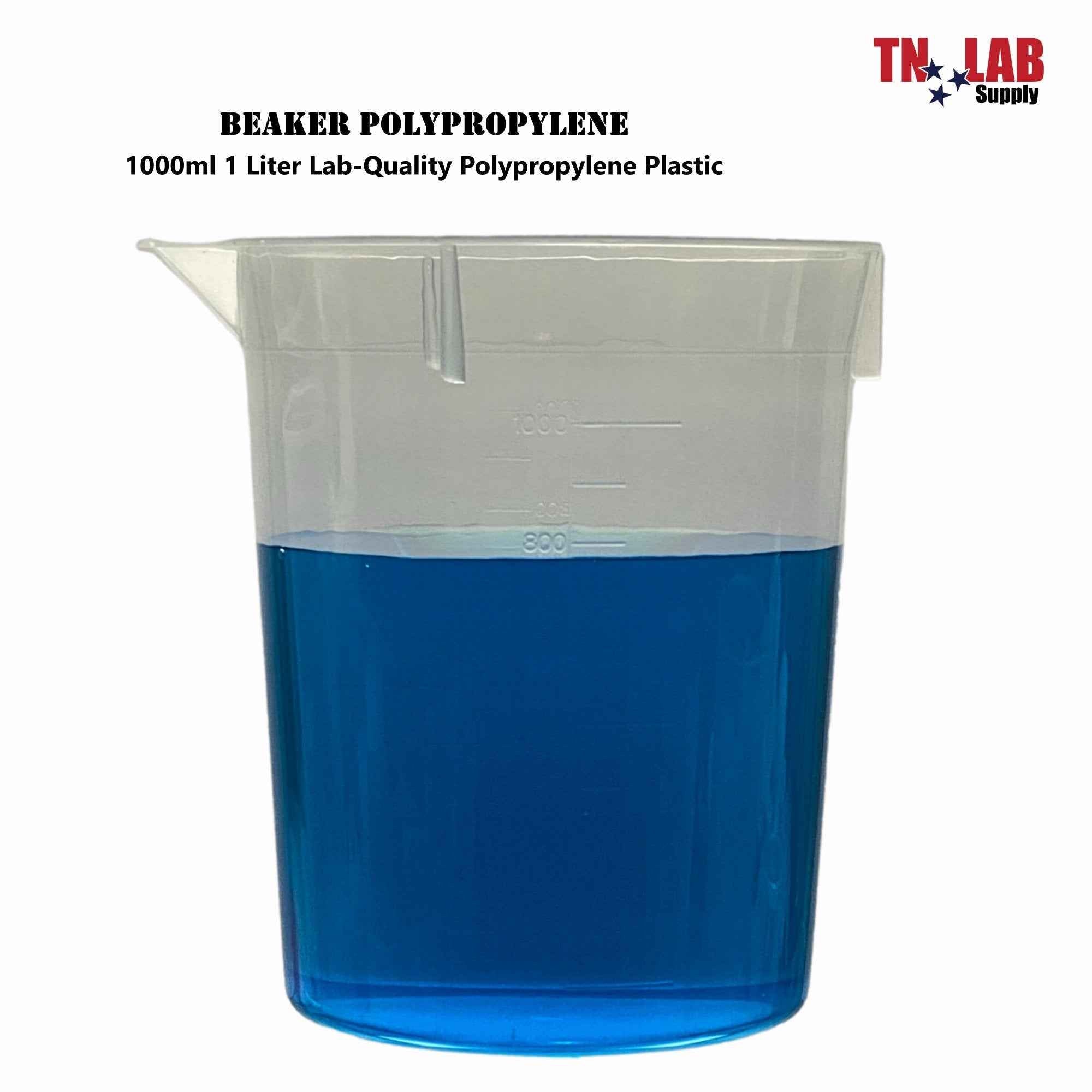 Beaker Lab - Quality Polypropylene Plastic 1000ml 1L Beaker - TN LAB Supply