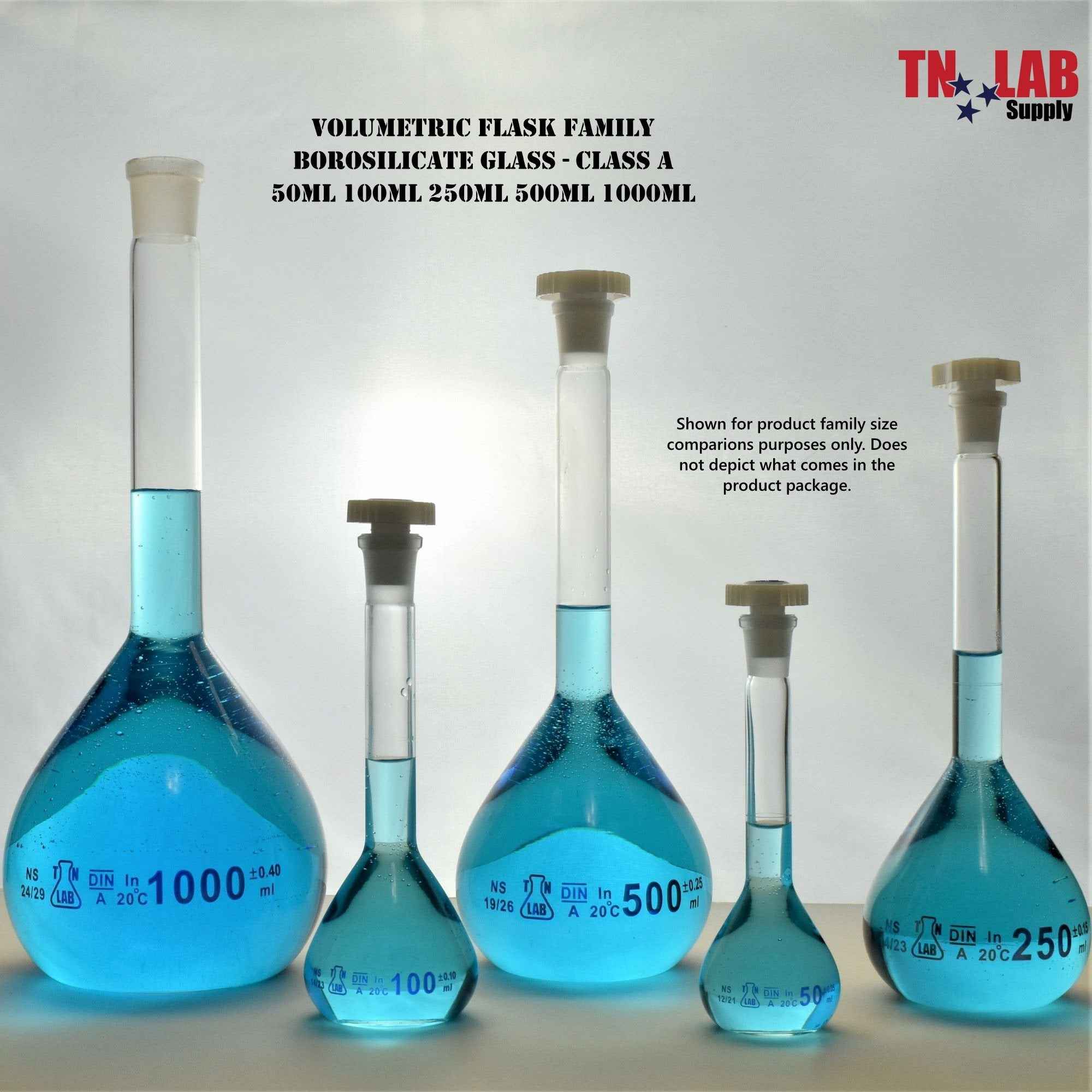 Volumetric Flask 25ml Borosilicate Glass Class A Precision ISO 1042 - TN LAB Supply