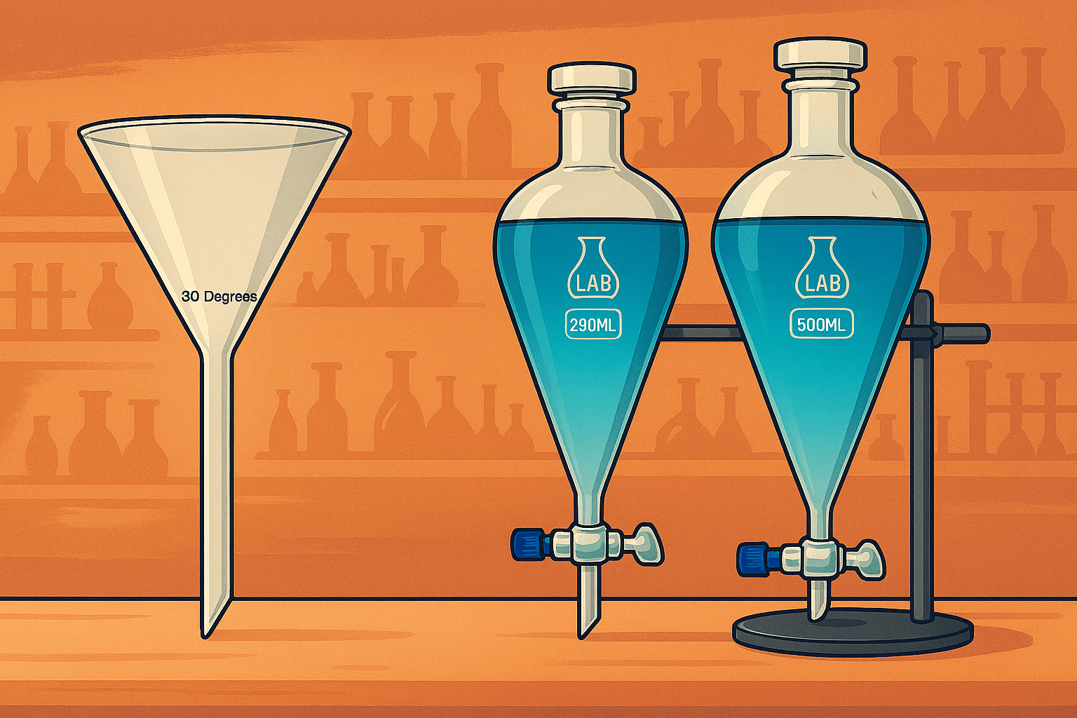Borosilicate Glass Funnels Glass Separating Funnels - TN LAB Supply