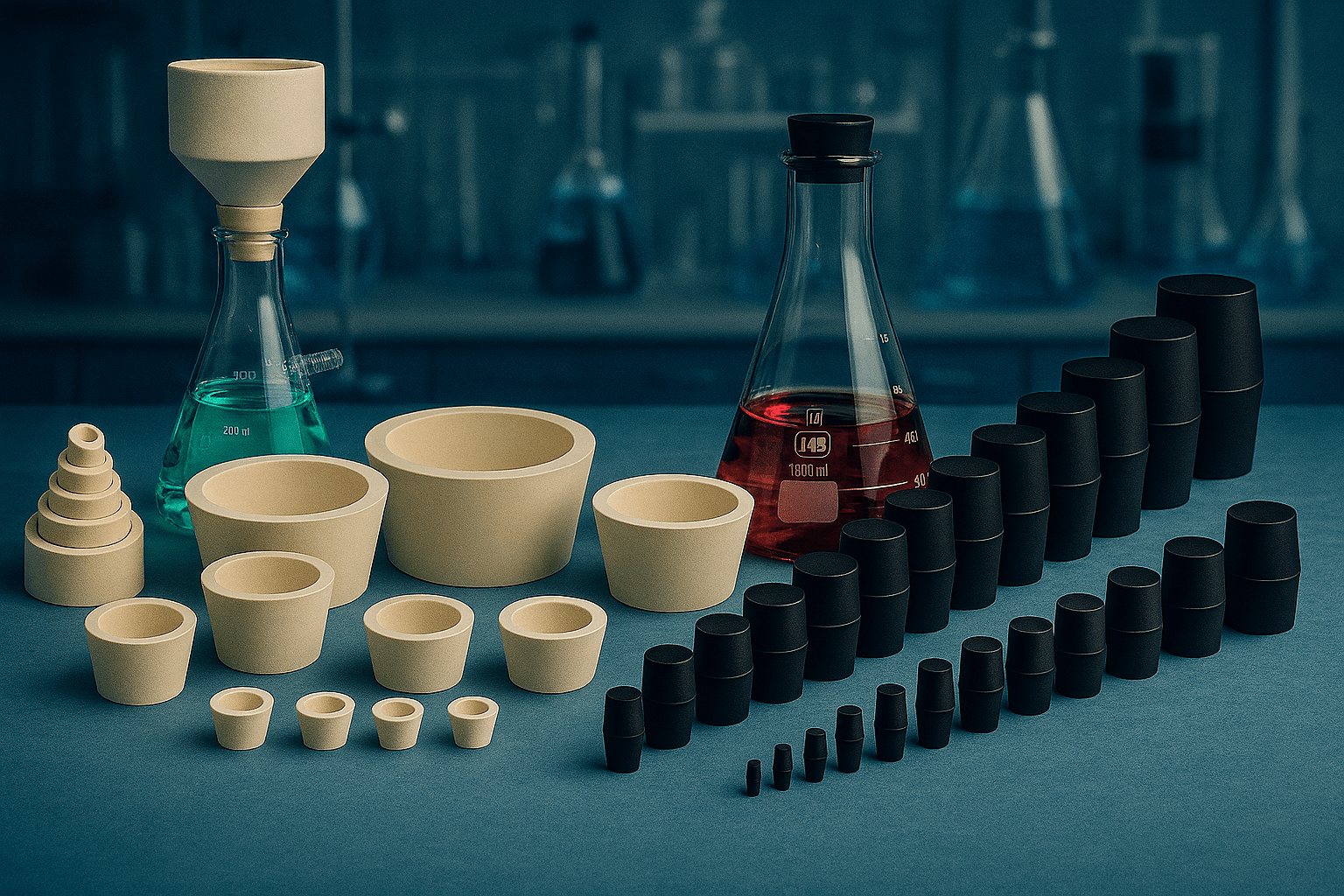 Laboratory Grade Vacuum Sealing Adapters & Natural Rubber Stoppers - TN LAB Supply