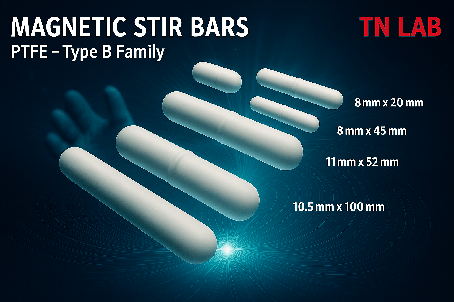 Magnetic Stir Bars PTFE Type-B - TN LAB Supply