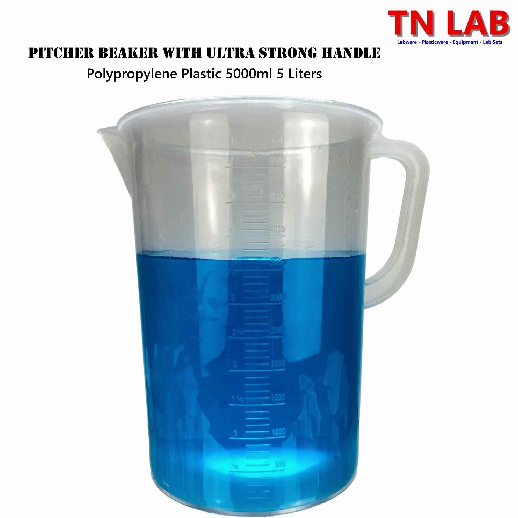 5L Pitcher Beaker "The Beast" Ultra-Strong Handle Polypropylene with Graduations