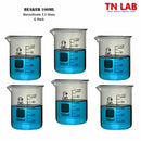 TN LAB Beaker 100ml Borosilicate 3.3 Glass 6-Pack