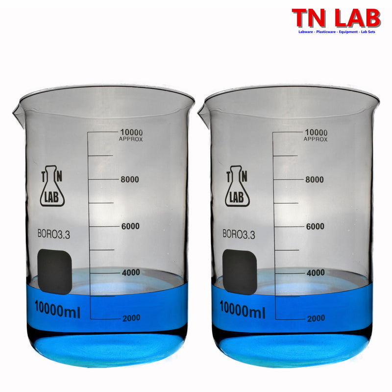 TN LAB Beaker 10000ml 10L Borosilicate Glass 2-Pack