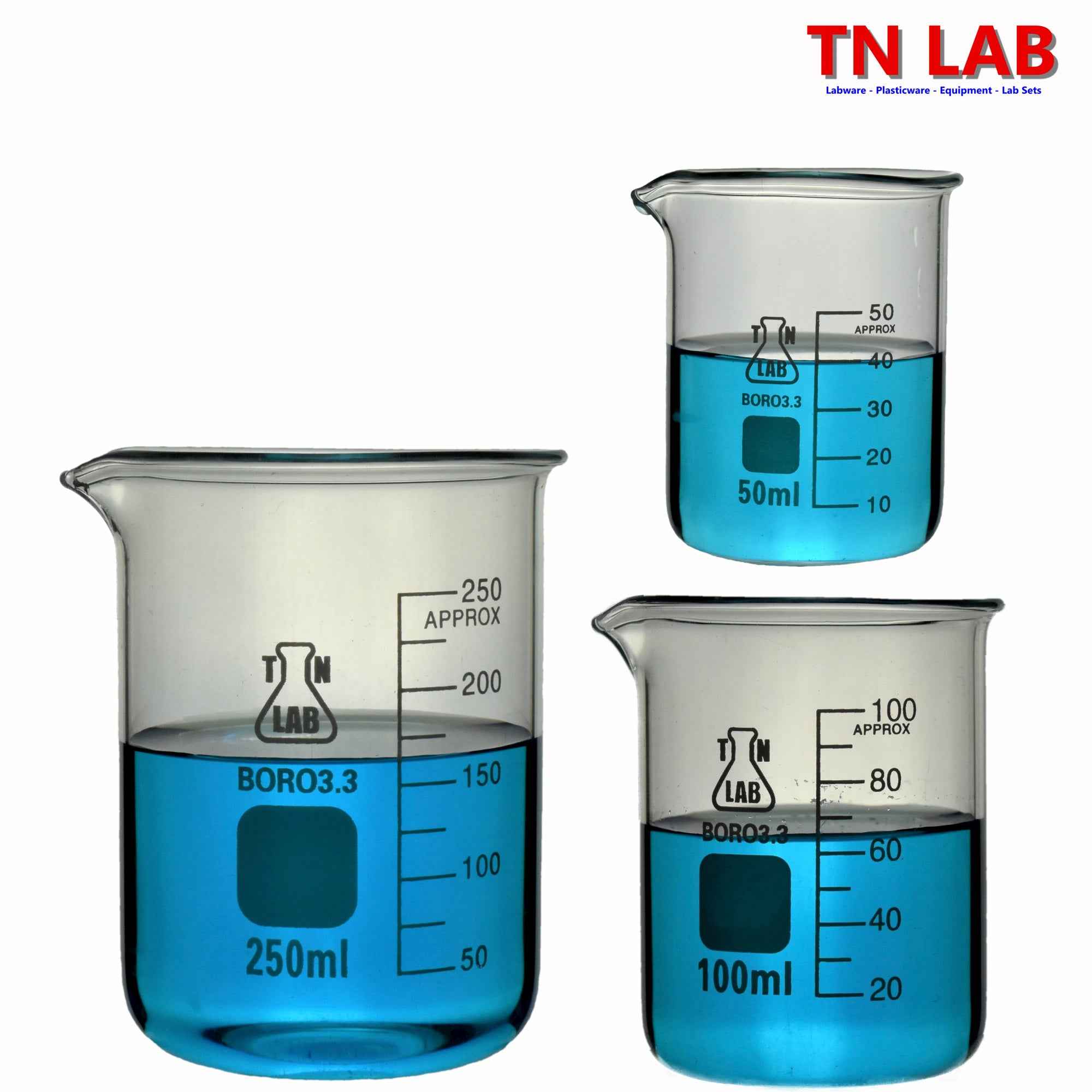 Beaker Set Borosilicate Glass 3-Piece SET 50-100-250ml