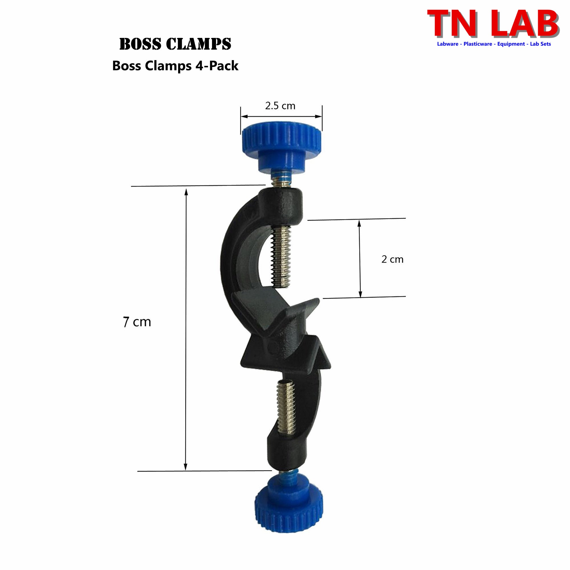 Boss Clamps Lab Stand Holder Aluminum Body Coated Screw 4-Pack - TN LAB