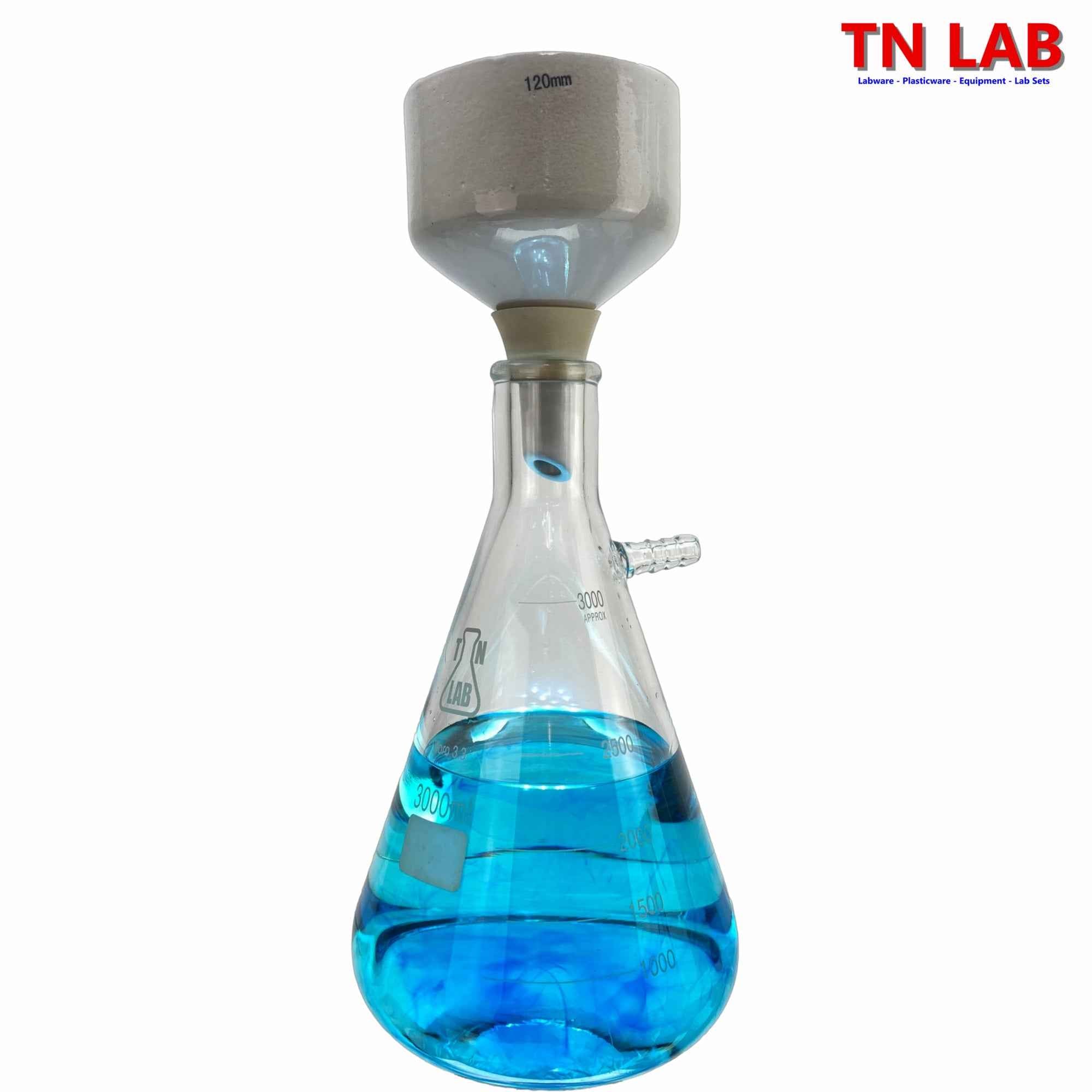 Buchner Funnel Kit Filter Flask SET 120mm Funnel and 3000ml 3L Vacuum Flask