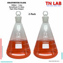 TN LAB Supply Erlenmeyer Flask 1000ml 1L 1Liter Borosilicate 3.3 Glass with Tapered Glass Stopper 2-Pack