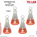 TN LAB Supply Erlenmeyer Flask Conical Flask 100ml Borosilicate 3.3 Glass with Glass Tapered Stopper 4-Pack