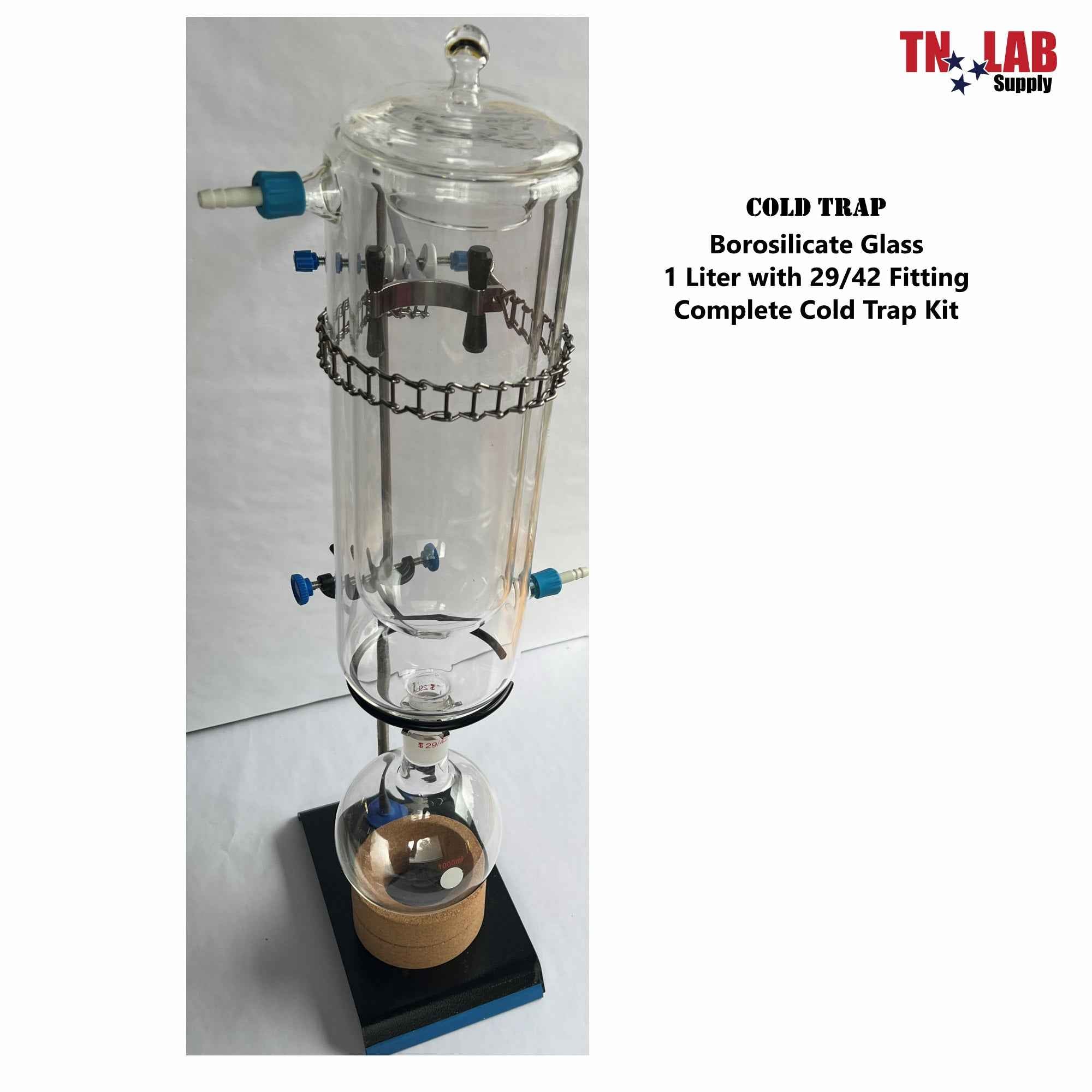 Cold Trap Dewar Style Large 1000ml 1L for Dry Ice with Ring Stand Complete Set
