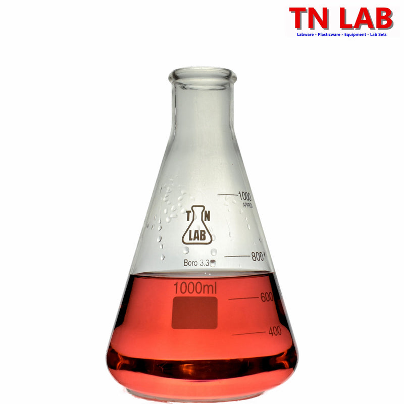 TN LAB 1000ml 1L Erlenmeyer Conical Flask Borosilicate 3.3 Glass