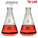 TN LAB Supply 1000ml 1L Erlenmeyer Flask Conical Flask Borosilicate 3.3 Glass 2-Pack