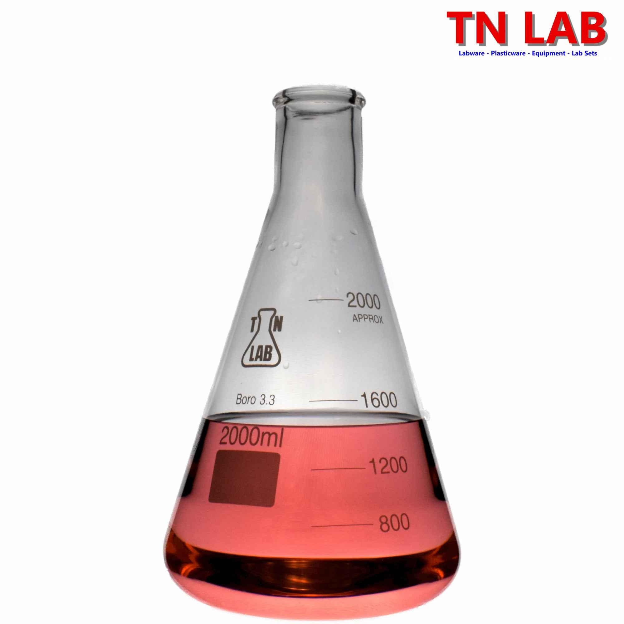 Erlenmeyer Flask Borosilicate Glass Conical Flask 2000ml 2L