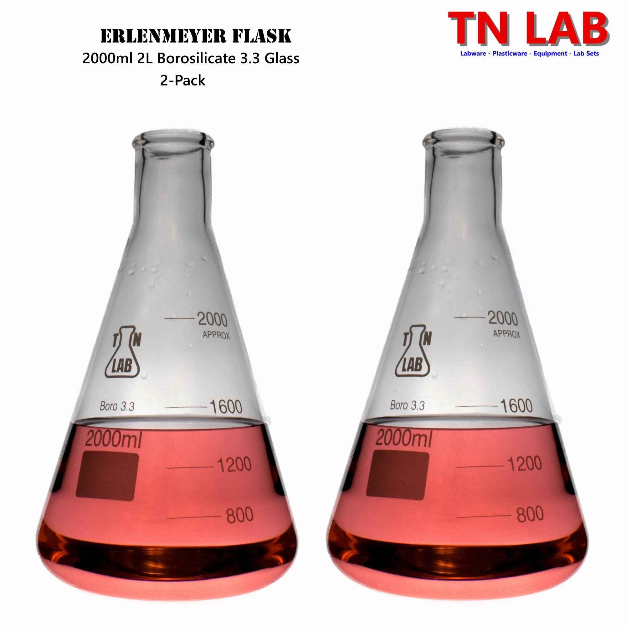 Erlenmeyer Flask Borosilicate Glass Conical Flask 2000ml 2L