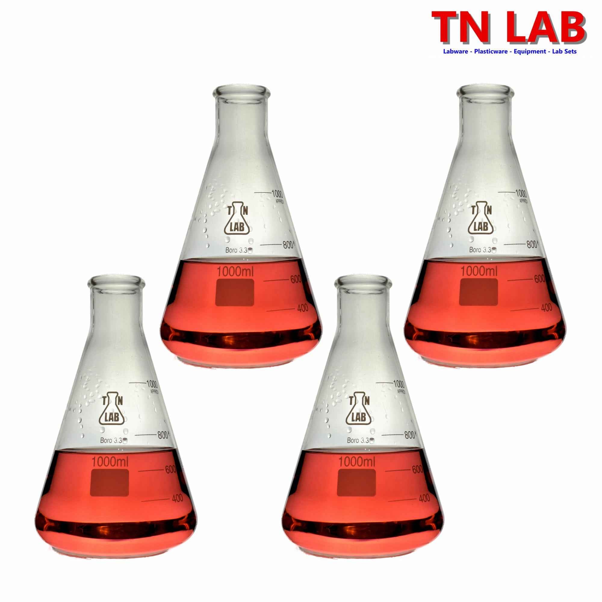 Erlenmeyer Flask Borosilicate Glass Conical Flask 1000ml 1L