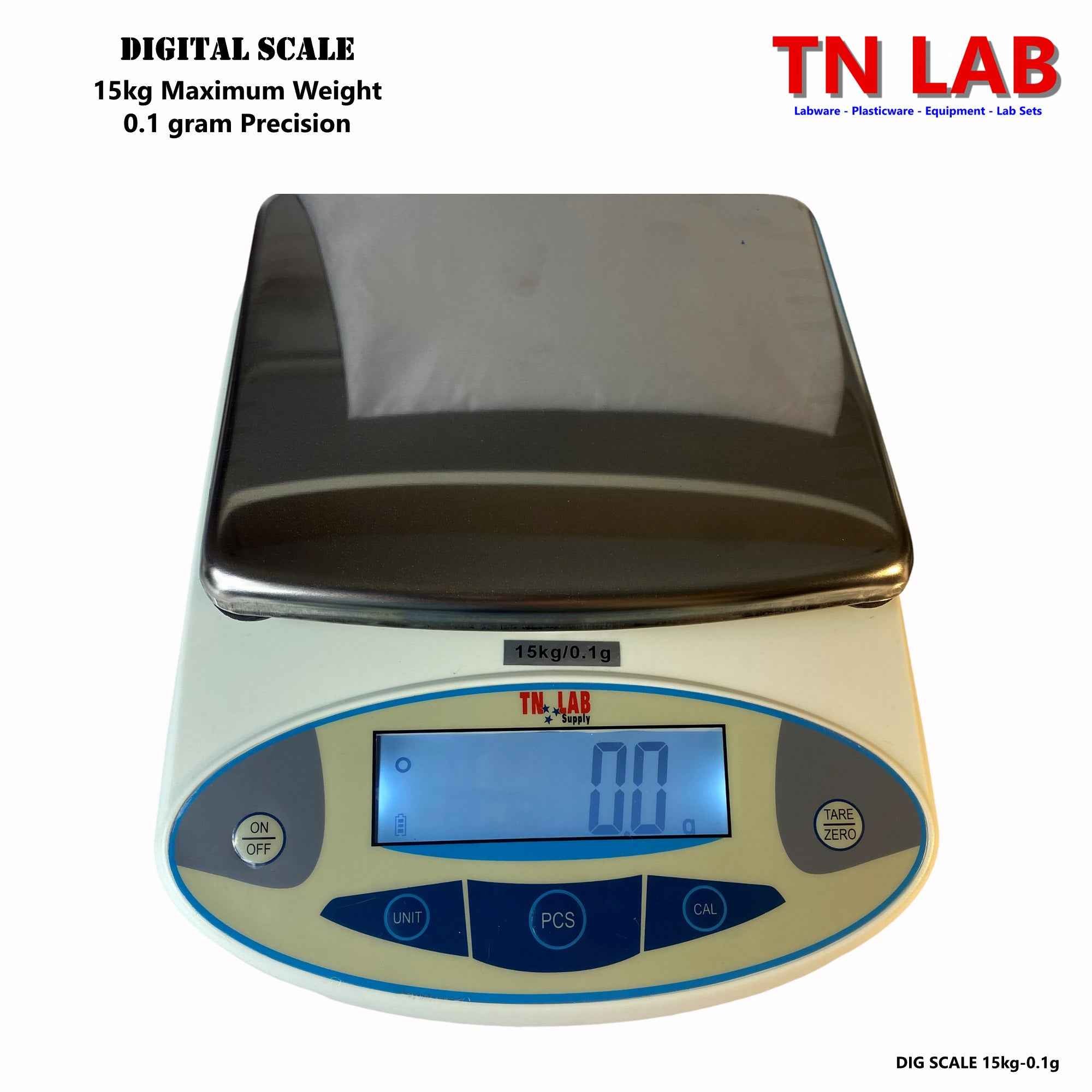 Scale Digital Electronic - 0.1 gram Precision - 15kg Max - Digital Scale Laboratory Kitchen Scientific