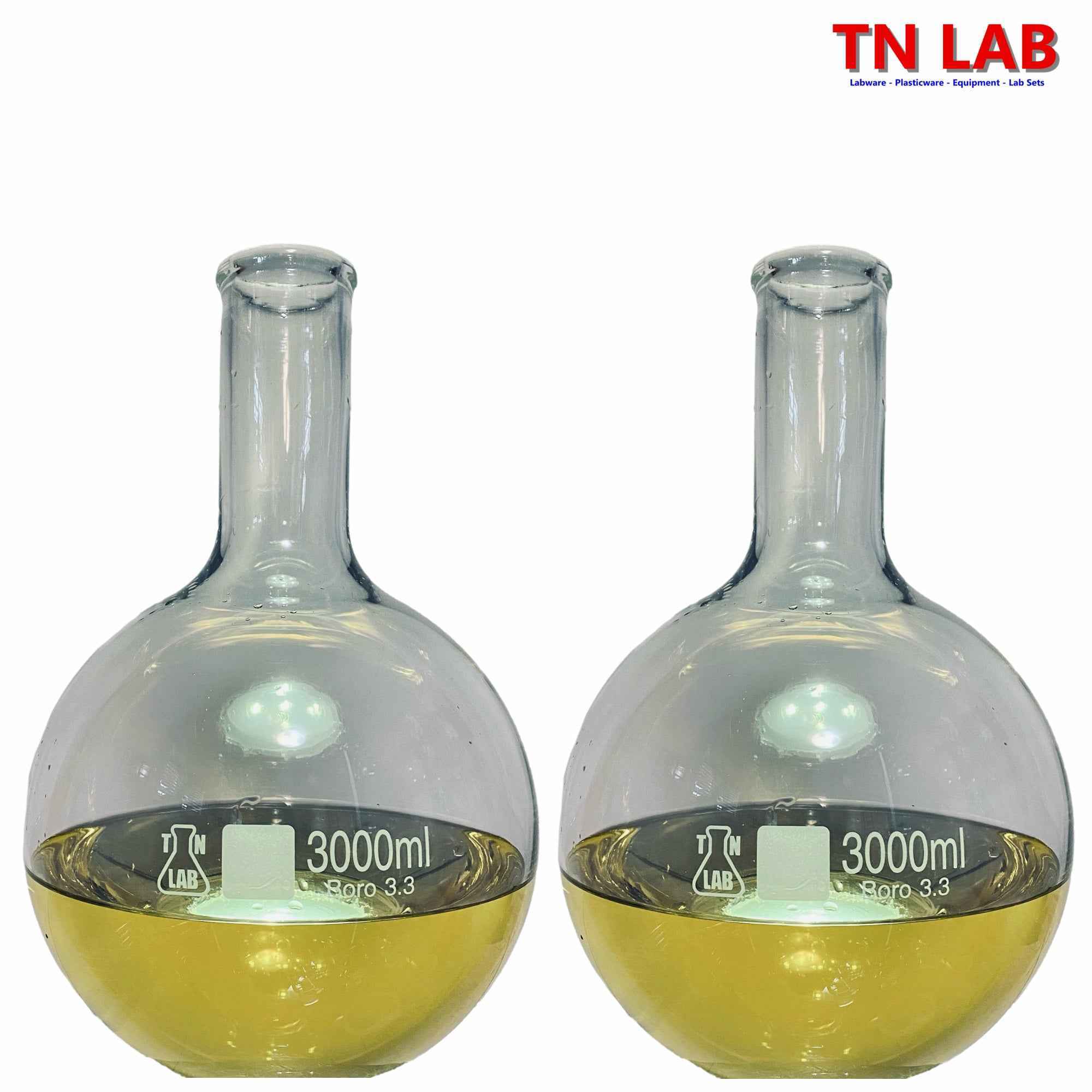 Flat Bottom Boiling Flask Florence Flask Borosilicate Glass 3000ml 3L with Rubber Stopper