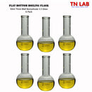 TN LAB Supply 50ml Flat Bottom Boiling Flask Thick-Wall Borosilicate 3.3 Glass 6-Pack