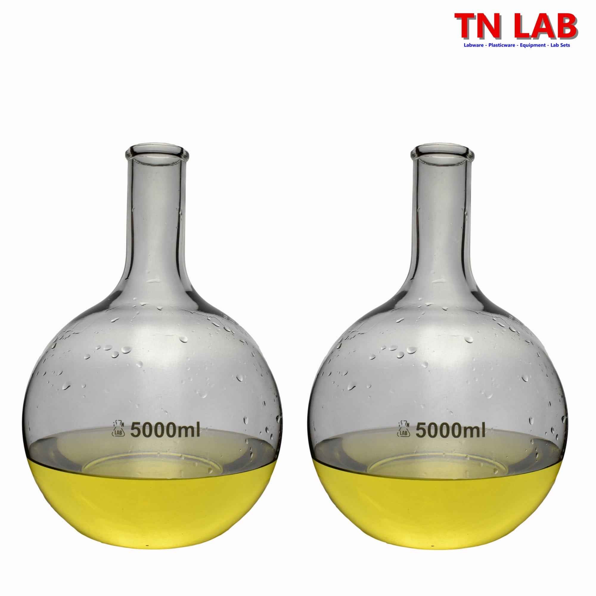 Flat Bottom Boiling Flask Florence Flask Borosilicate Glass 5000ml 5L with Rubber Stopper