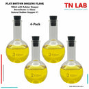 TN LAB Supply 100ml Flat Bottom Boiling Flask Borosilicate 3.3 Glass with Natural Rubber Stopper 4-Pack